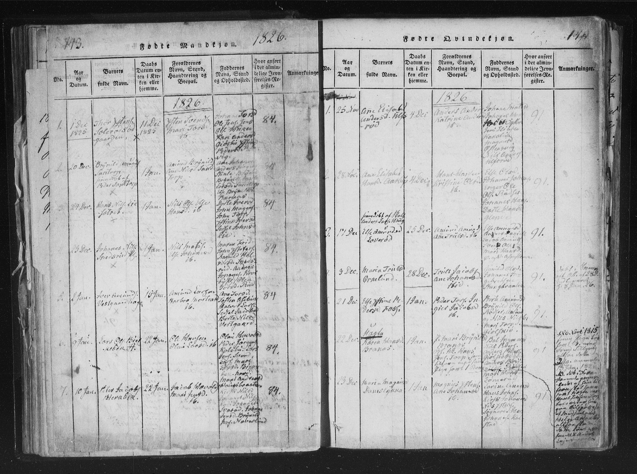 Aremark prestekontor Kirkebøker, AV/SAO-A-10899/F/Fc/L0001: Parish register (official) no. III 1, 1814-1834, p. 143-144