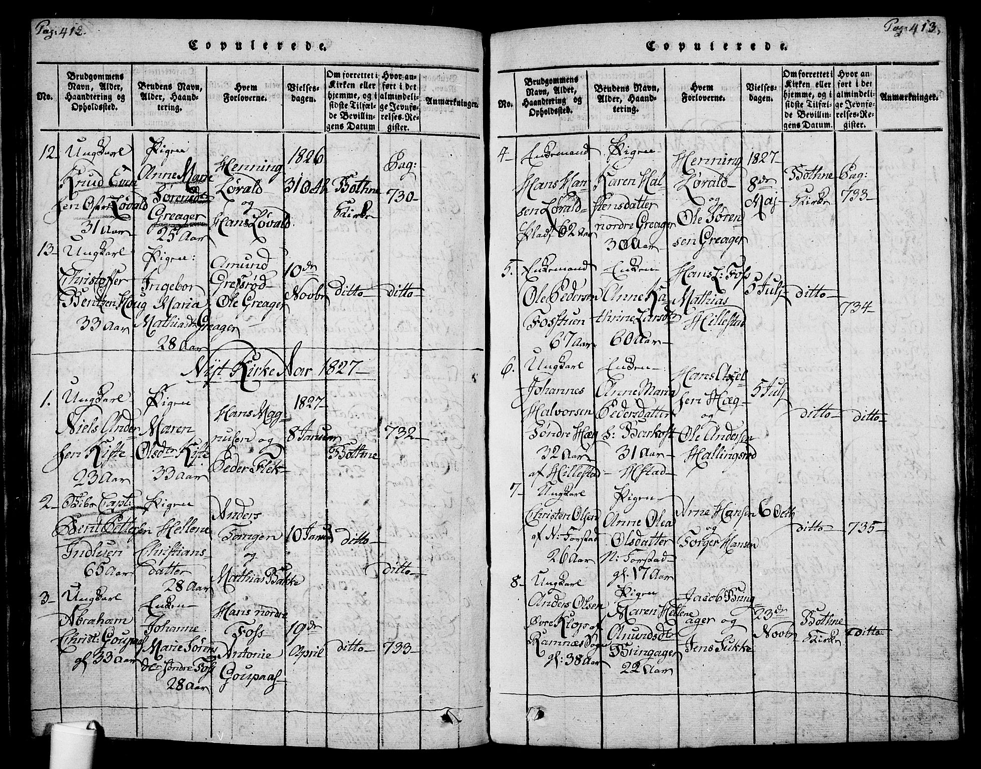 Botne kirkebøker, SAKO/A-340/F/Fa/L0005: Parish register (official) no. I 5, 1814-1836, p. 412-413