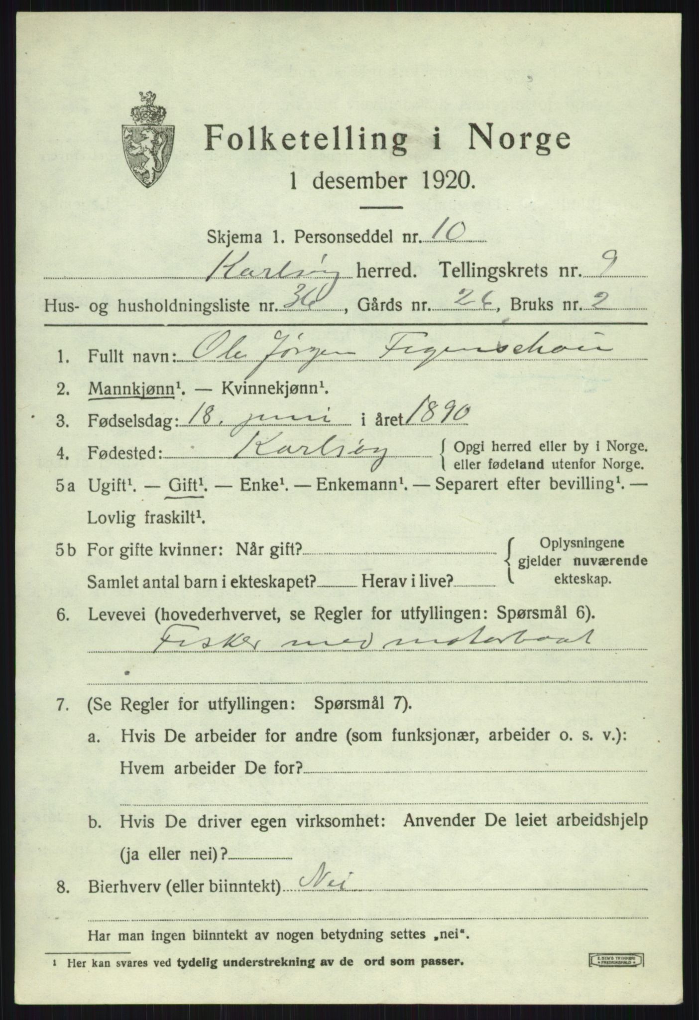 SATØ, 1920 census for Karlsøy, 1920, p. 3772