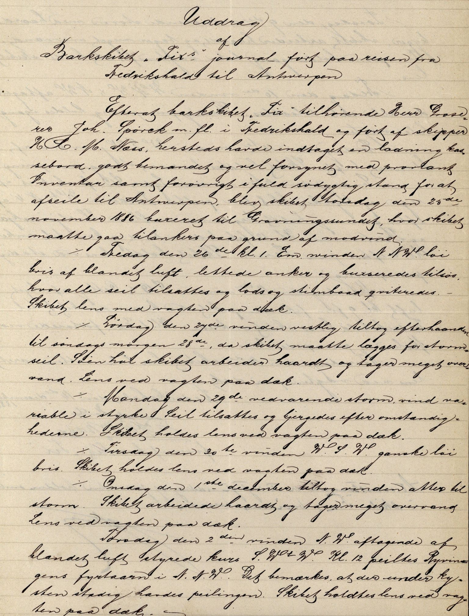 Pa 63 - Østlandske skibsassuranceforening, VEMU/A-1079/G/Ga/L0019/0007: Havaridokumenter / Flora, Foldin, Fix, Flora, Hast, Kvik, Pehr, 1886-1887, p. 17