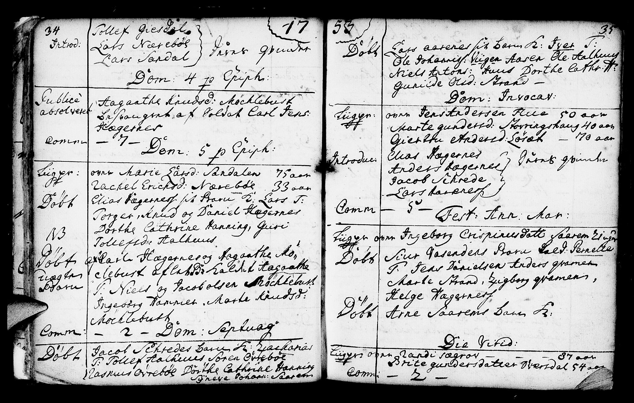 Jølster sokneprestembete, SAB/A-80701/H/Haa/Haaa/L0003: Parish register (official) no. A 3, 1748-1789, p. 34-35