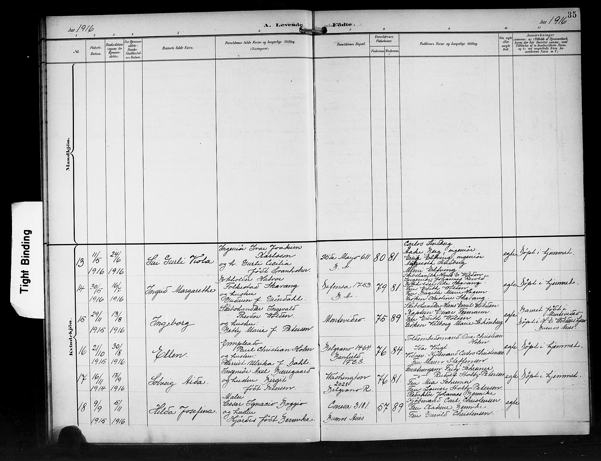 Den norske sjømannsmisjon i utlandet/Syd-Amerika (Buenos Aires m.fl.), SAB/SAB/PA-0118/H/Ha/L0002: Parish register (official) no. A 2, 1899-1919, p. 35