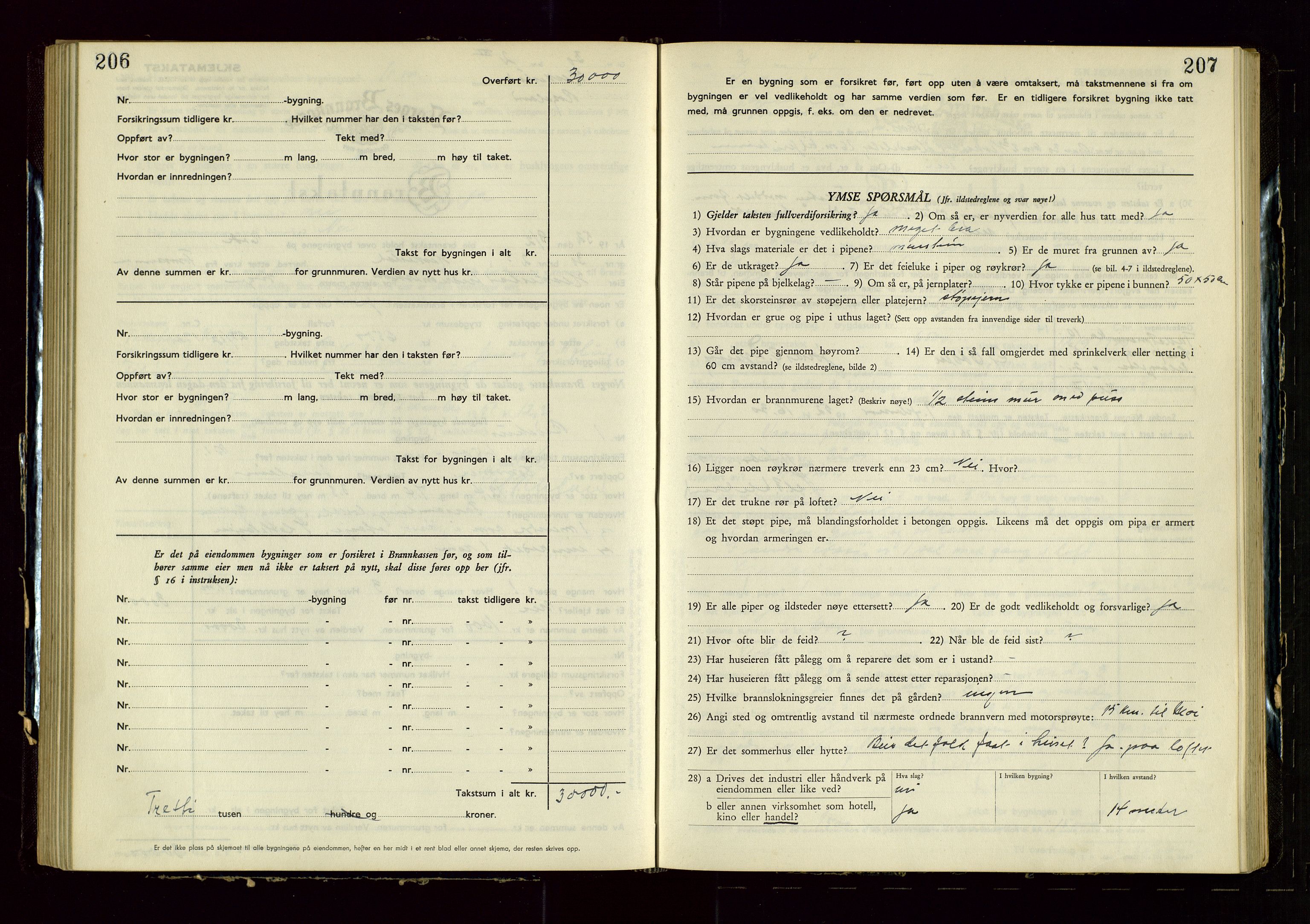 Heskestad lensmannskontor, SAST/A-100304/Gob/L0005: "Brandtakstprotokoll", 1946-1955, p. 206-207