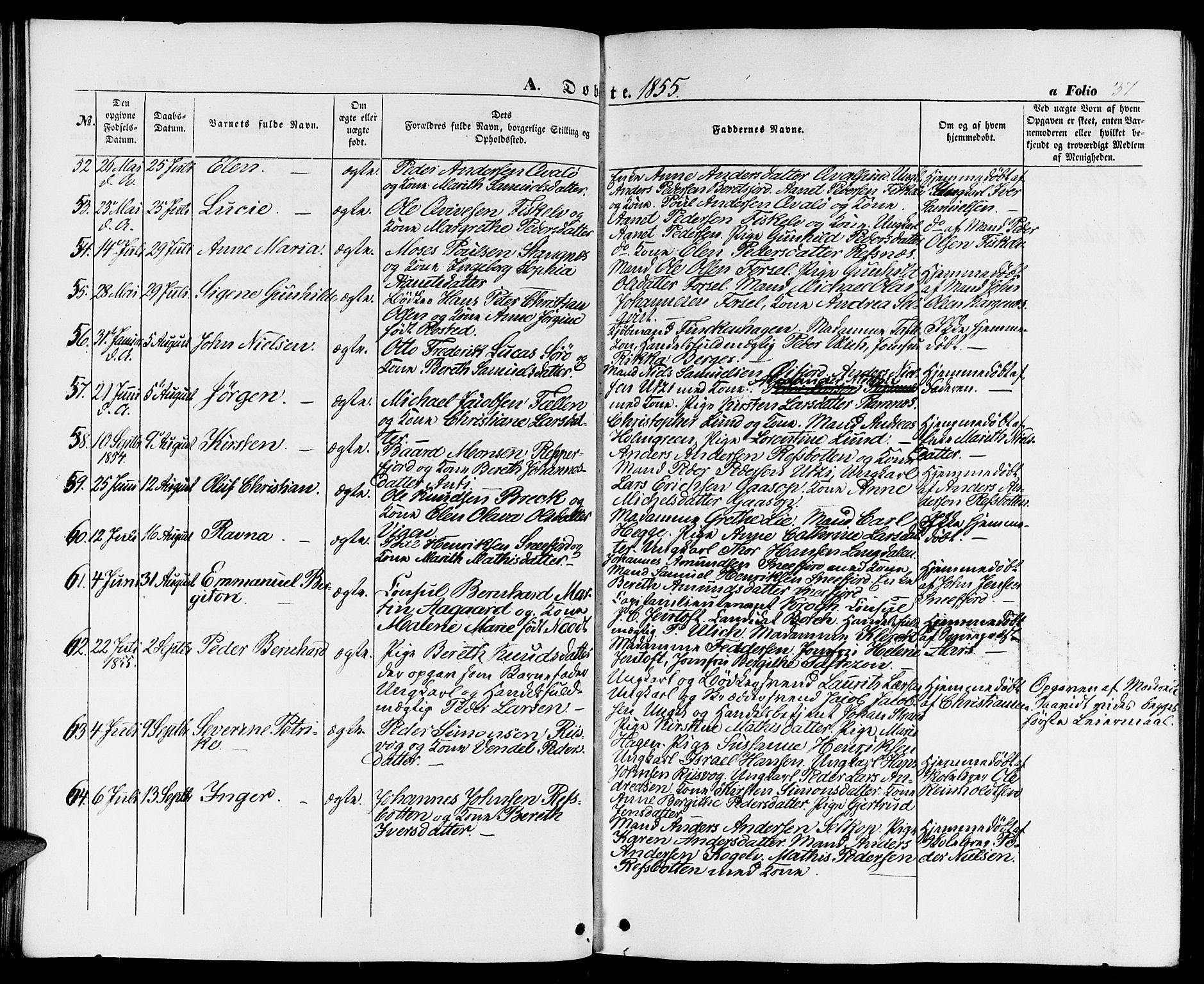 Hammerfest sokneprestkontor, AV/SATØ-S-1347/H/Hb/L0002.klokk: Parish register (copy) no. 2, 1851-1861, p. 37