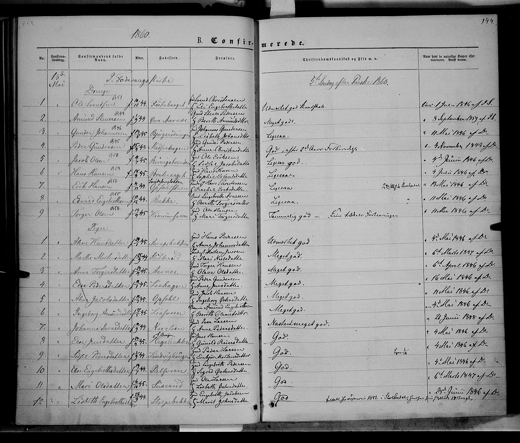 Ringebu prestekontor, SAH/PREST-082/H/Ha/Haa/L0007: Parish register (official) no. 7, 1860-1877, p. 144