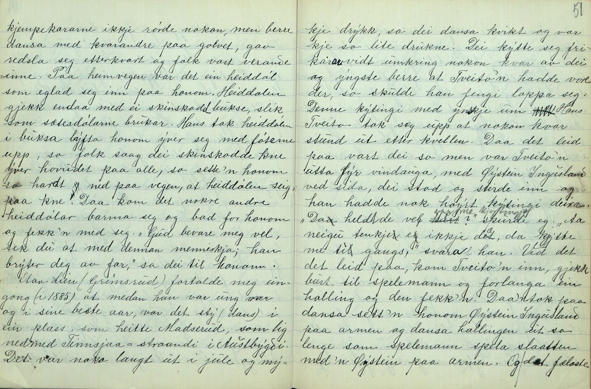 Rikard Berge, TEMU/TGM-A-1003/F/L0007/0004: 251-299 / 254 Gamalt fraa Tinn I, 1912-1913, p. 50-51