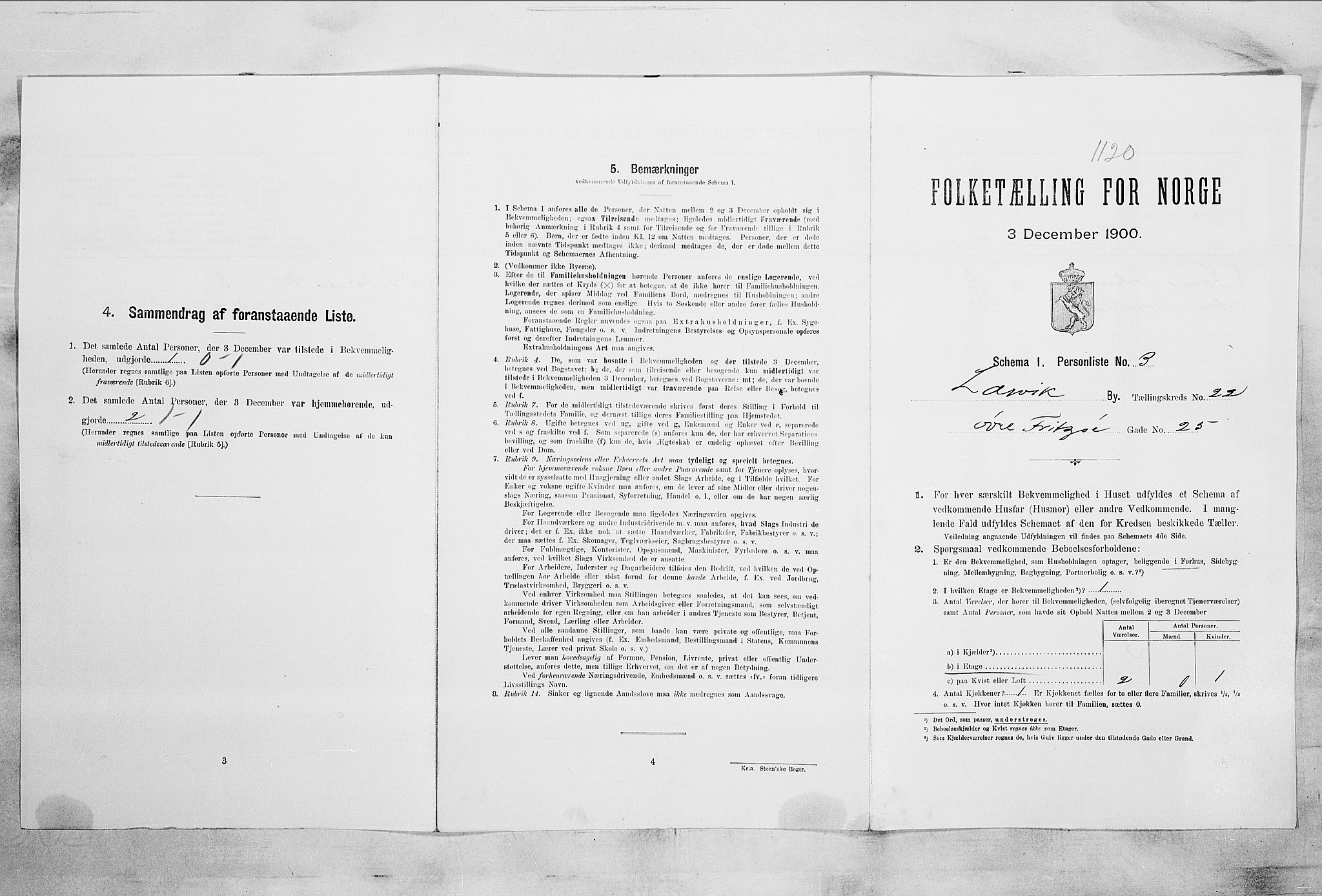 RA, 1900 census for Larvik, 1900, p. 2174