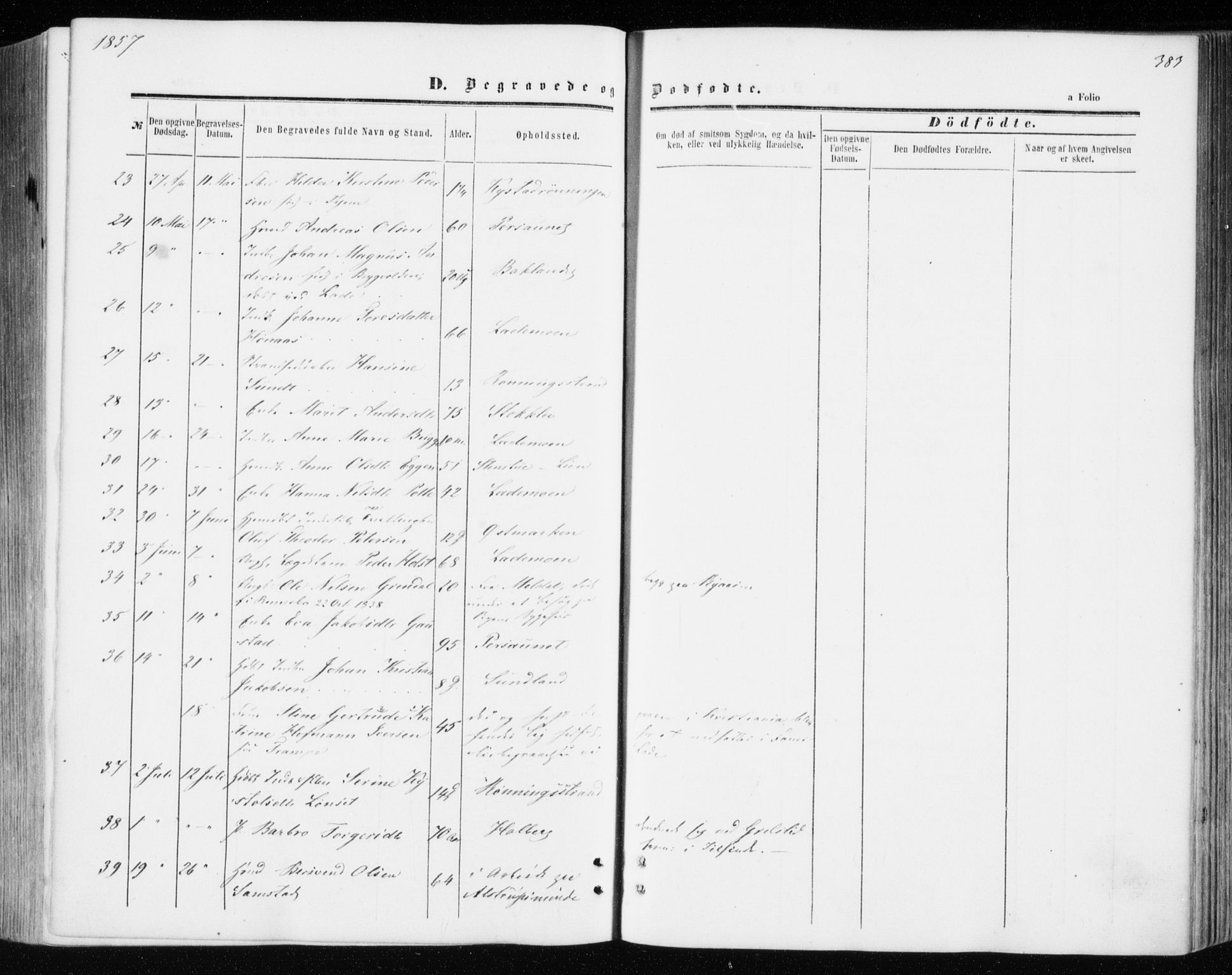 Ministerialprotokoller, klokkerbøker og fødselsregistre - Sør-Trøndelag, SAT/A-1456/606/L0292: Parish register (official) no. 606A07, 1856-1865, p. 383