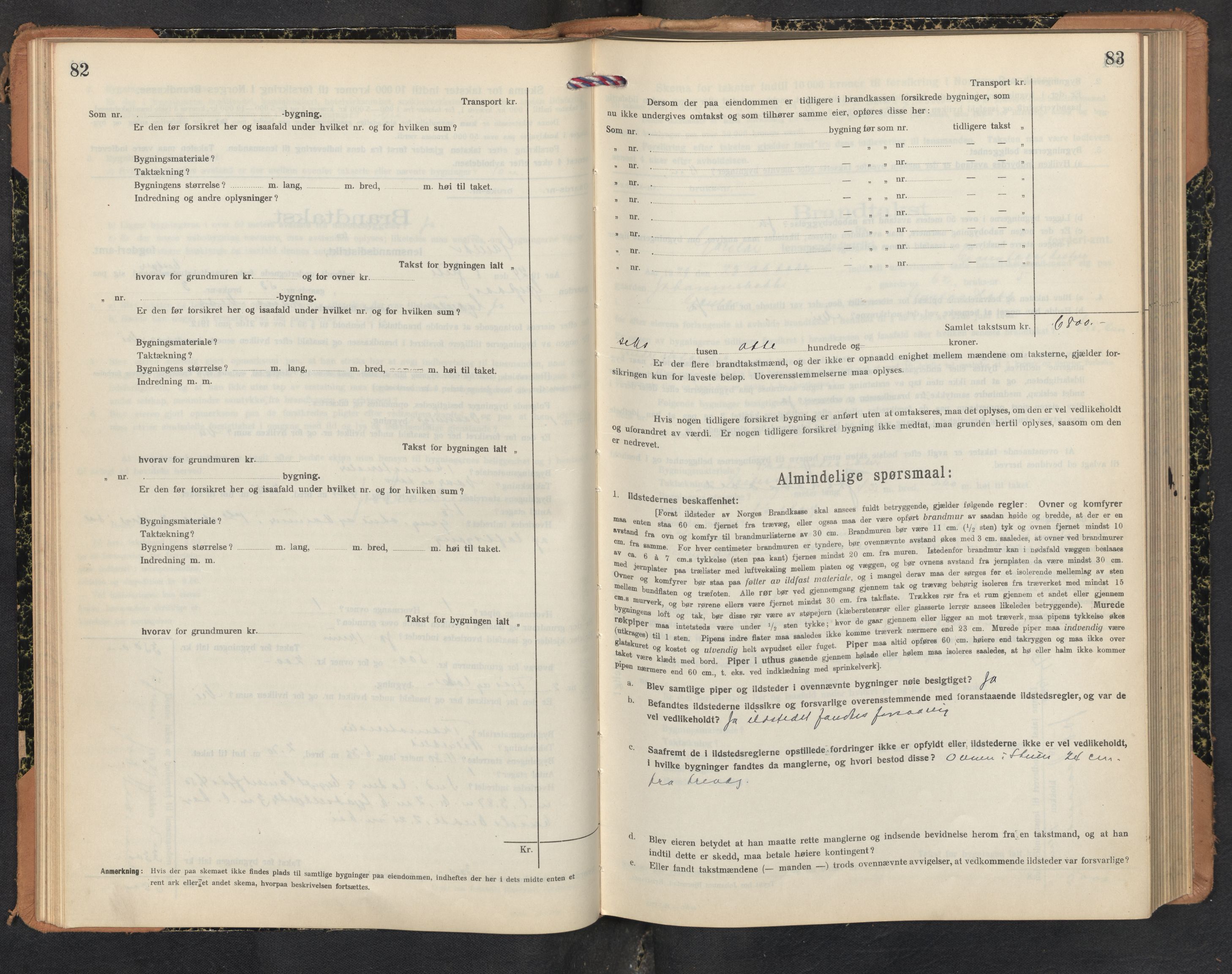 Lensmannen i Gaular, AV/SAB-A-27601/0012/L0006: Branntakstprotokoll, skjematakst, 1917-1943, p. 82-83