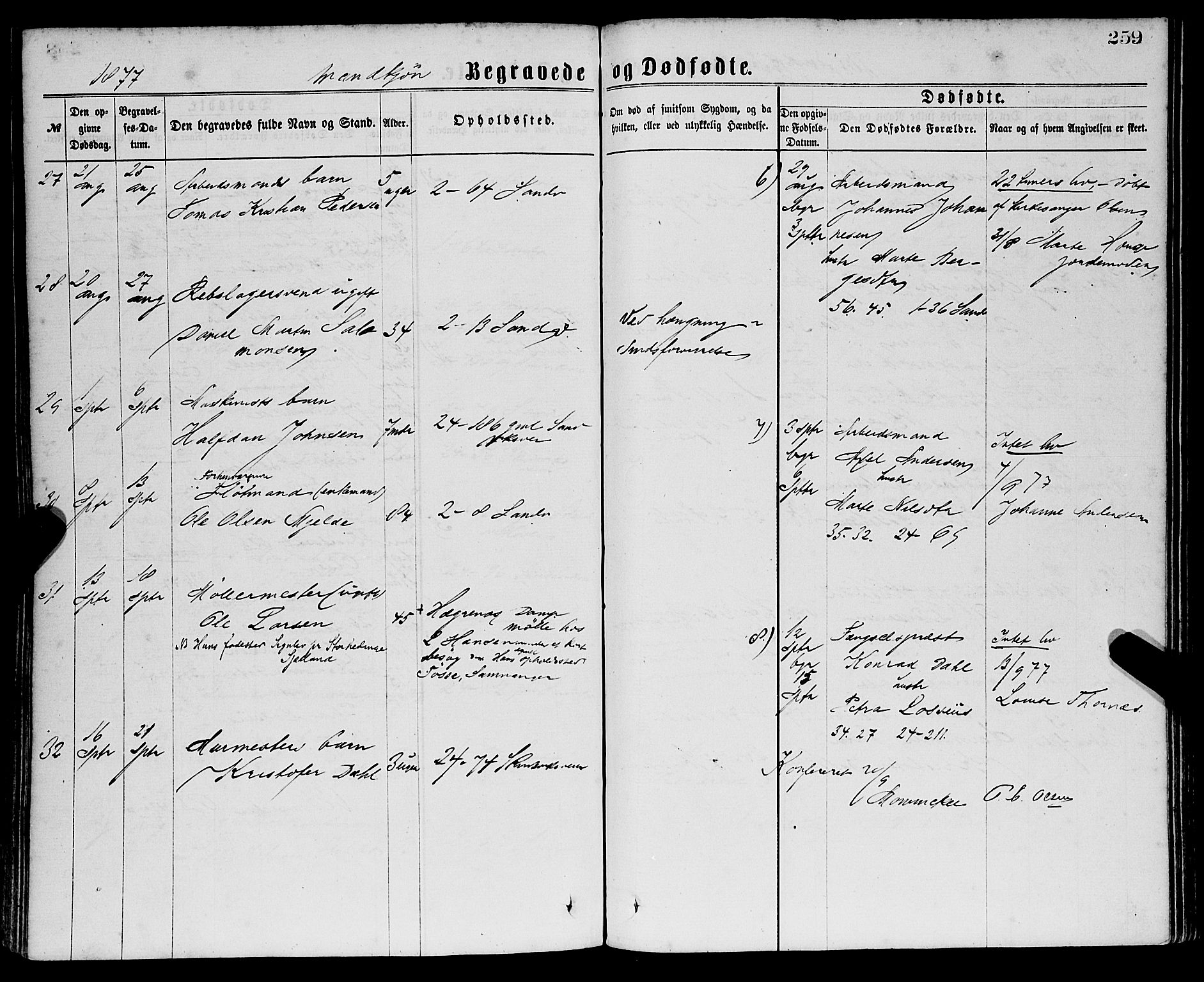 Sandviken Sokneprestembete, AV/SAB-A-77601/H/Ha/L0001: Parish register (official) no. A 1, 1867-1877, p. 259