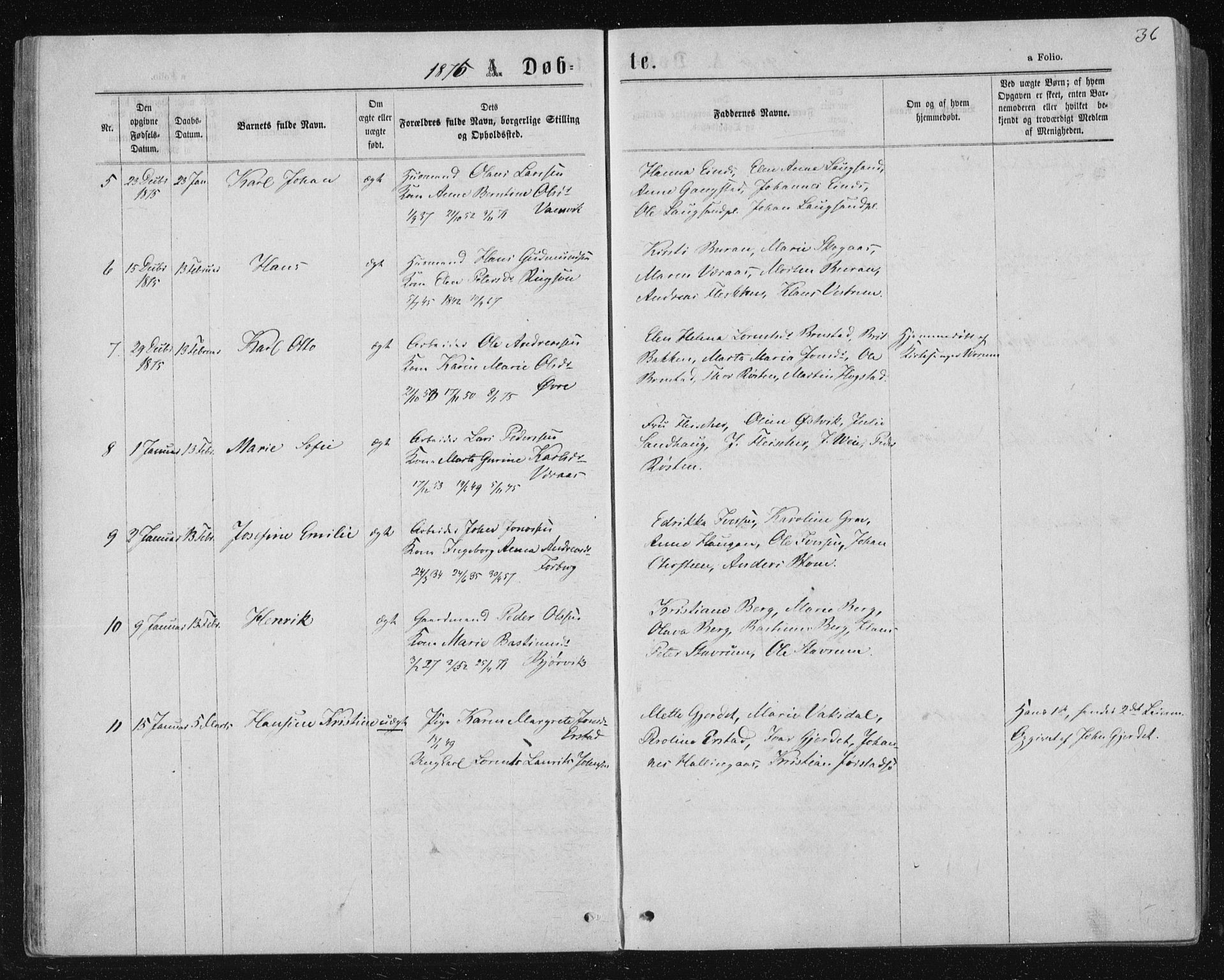 Ministerialprotokoller, klokkerbøker og fødselsregistre - Nord-Trøndelag, AV/SAT-A-1458/722/L0219: Parish register (official) no. 722A06, 1868-1880, p. 36