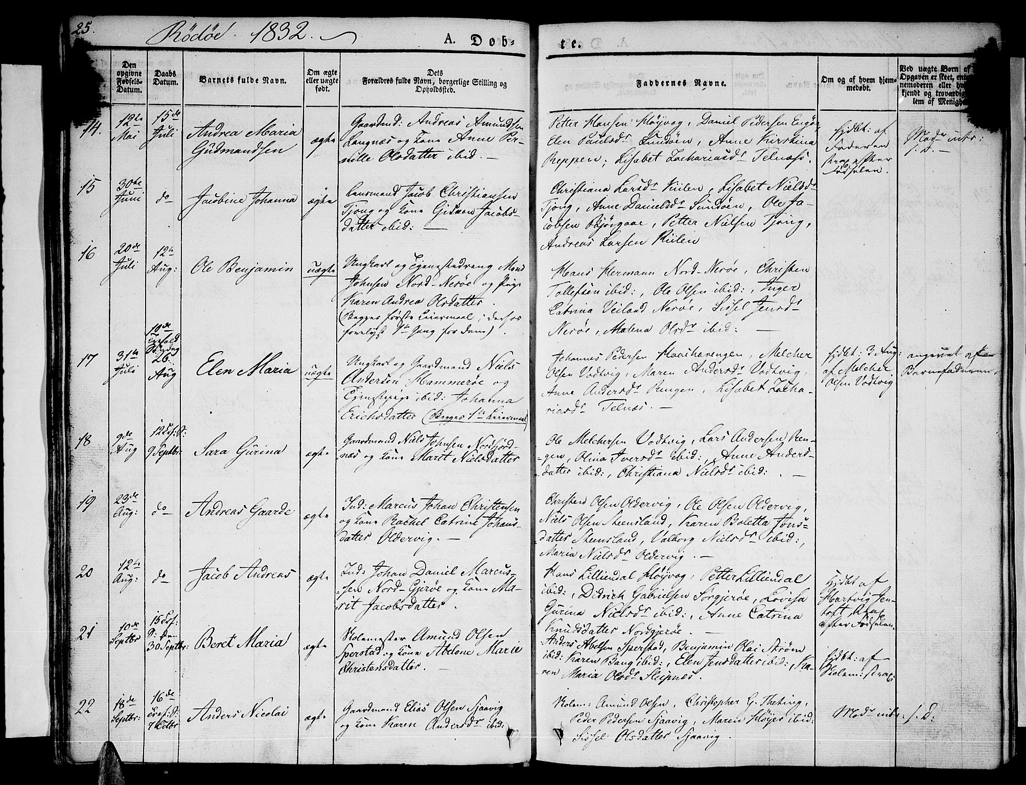 Ministerialprotokoller, klokkerbøker og fødselsregistre - Nordland, AV/SAT-A-1459/841/L0598: Parish register (official) no. 841A06 /1, 1825-1844, p. 25