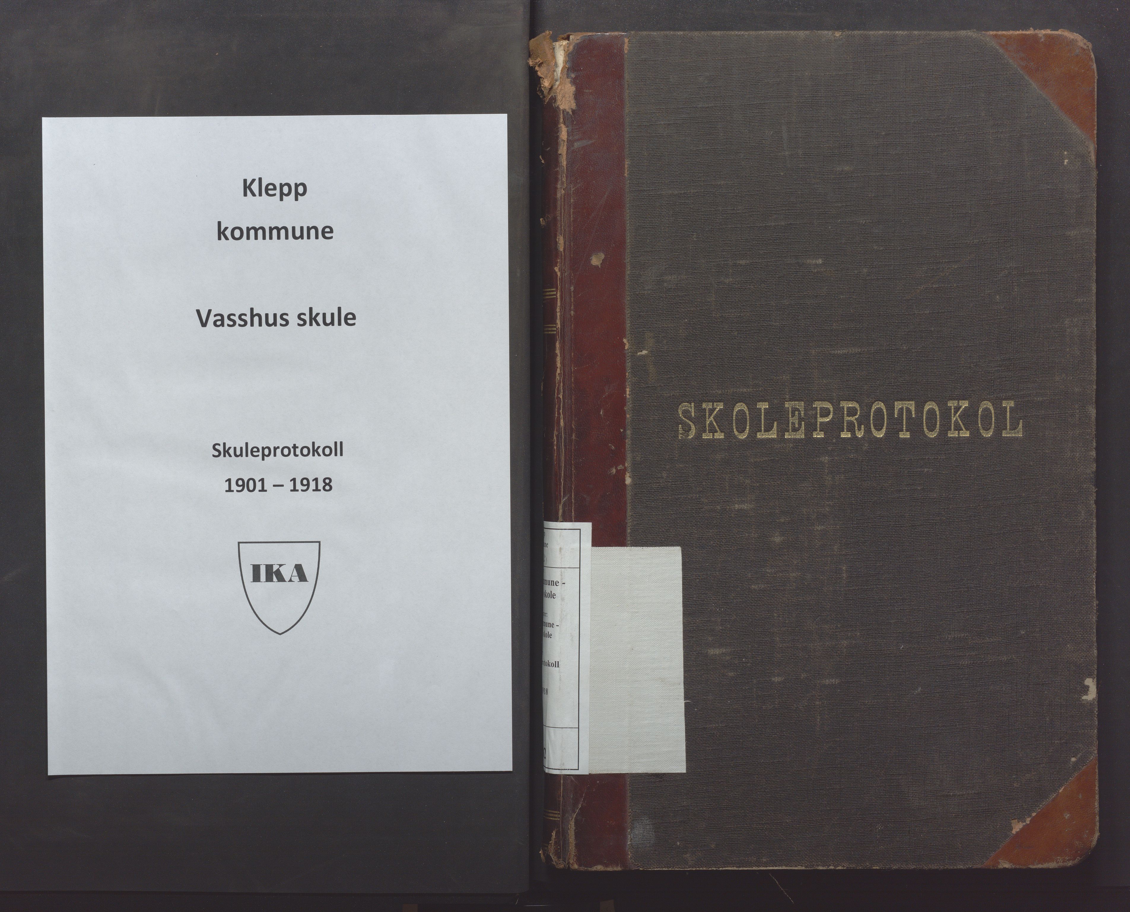 Klepp kommune - Vasshus skule og barnehage, IKAR/K-100301/H/L0002: Skoleprotokoll, 1901-1918