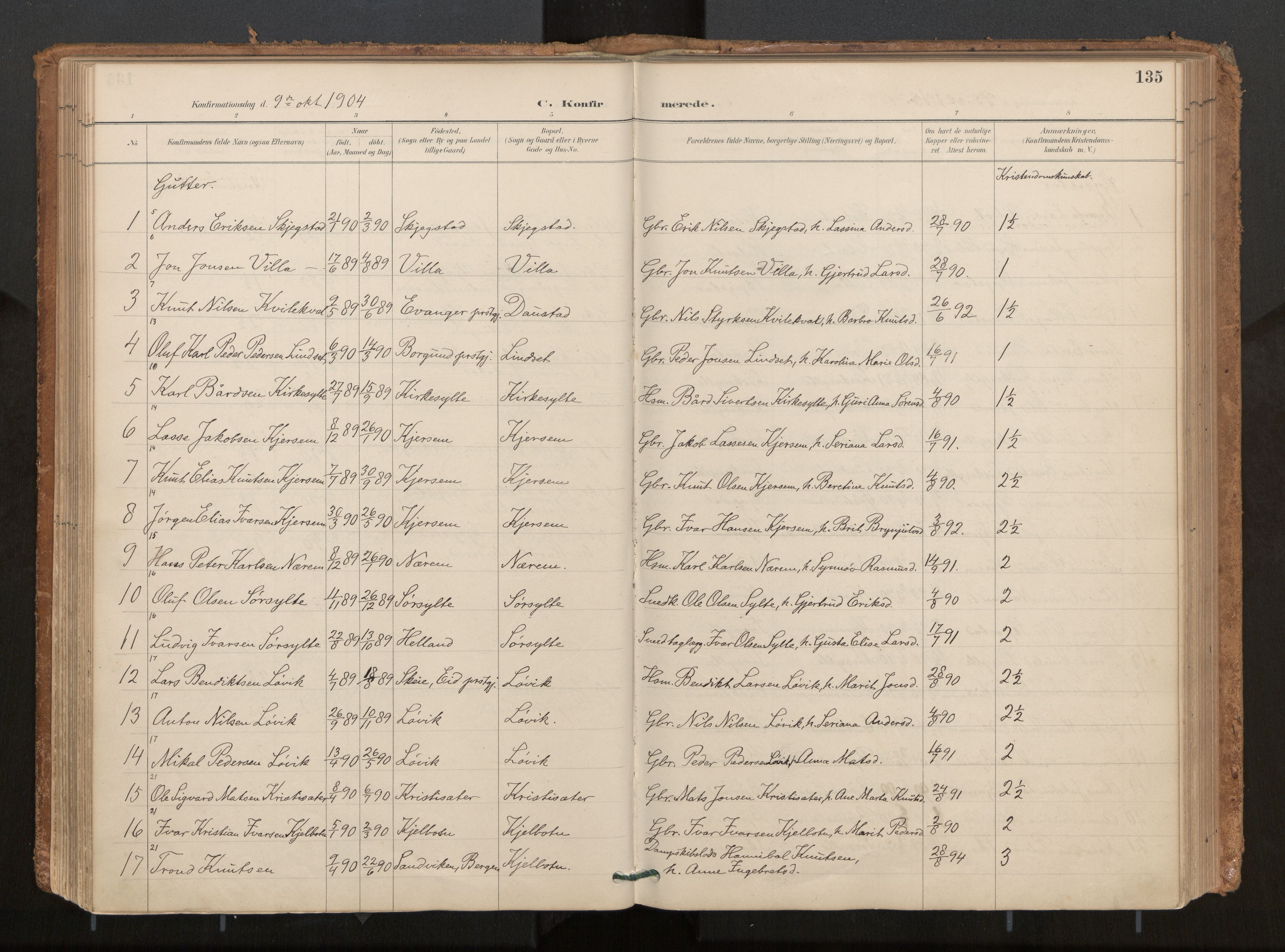 Ministerialprotokoller, klokkerbøker og fødselsregistre - Møre og Romsdal, AV/SAT-A-1454/541/L0545a: Parish register (official) no. 541A03, 1887-1912, p. 135