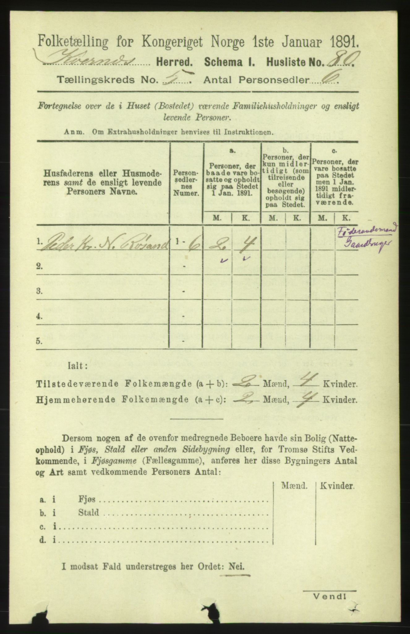 RA, 1891 census for 1553 Kvernes, 1891, p. 2331