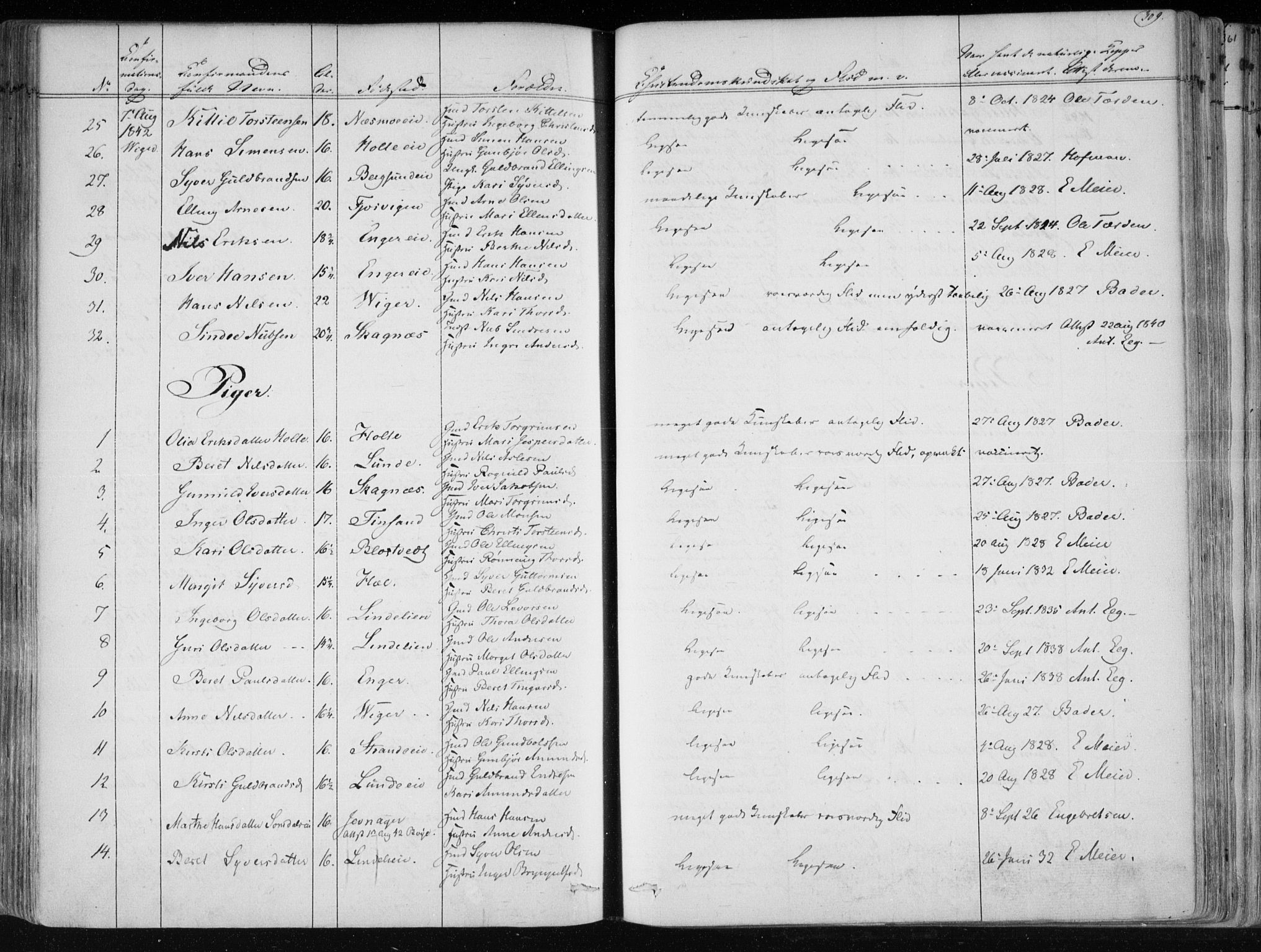 Norderhov kirkebøker, AV/SAKO-A-237/F/Fa/L0010: Parish register (official) no. 10, 1837-1847, p. 309