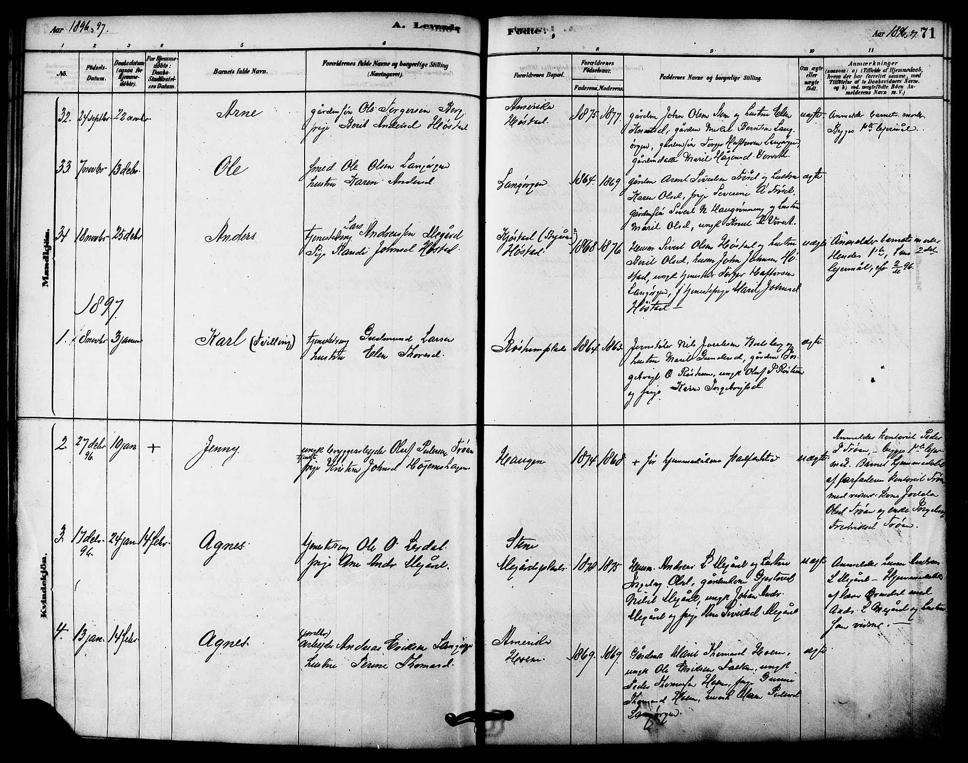 Ministerialprotokoller, klokkerbøker og fødselsregistre - Sør-Trøndelag, AV/SAT-A-1456/612/L0378: Parish register (official) no. 612A10, 1878-1897, p. 71