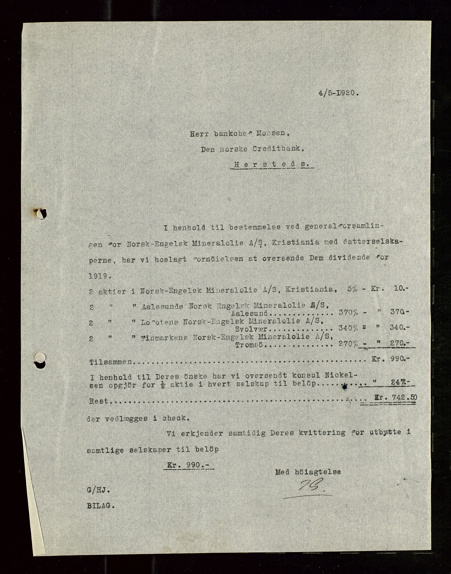 Pa 1521 - A/S Norske Shell, AV/SAST-A-101915/E/Ea/Eaa/L0010: Sjefskorrespondanse, 1920, p. 221