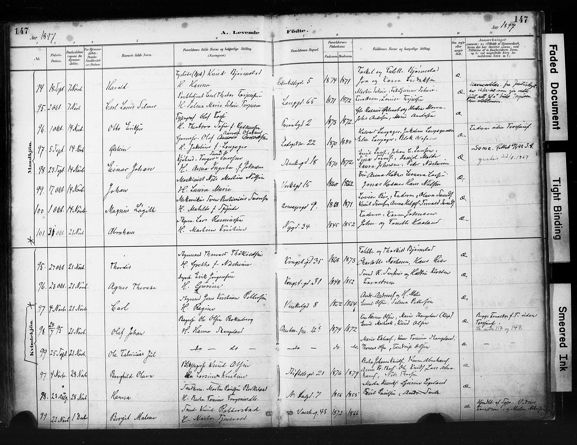 St. Petri sokneprestkontor, AV/SAST-A-101813/001/30/30BA/L0019: Parish register (official) no. A 20, 1888-1901, p. 147