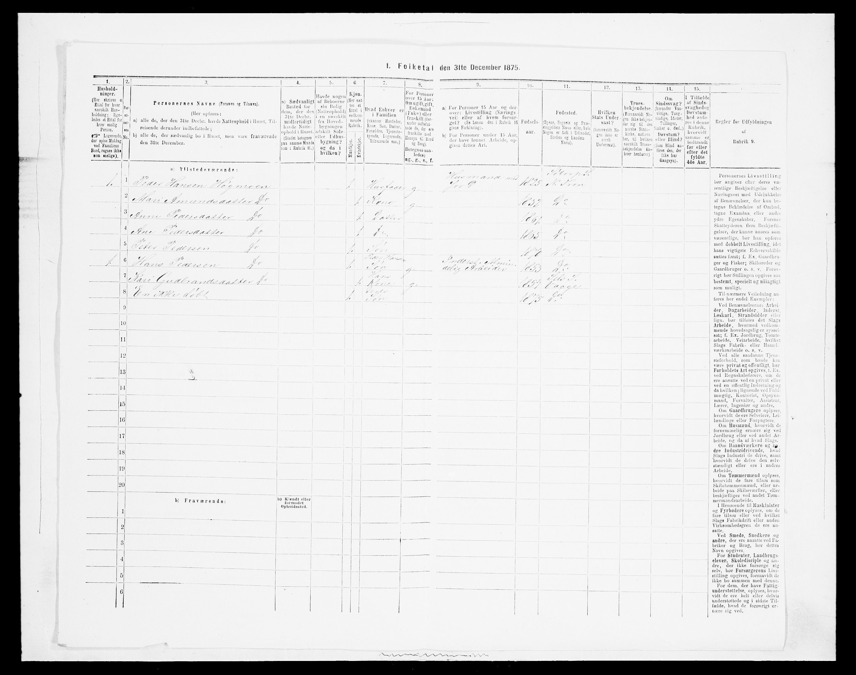 SAH, 1875 census for 0518P Nord-Fron, 1875, p. 795