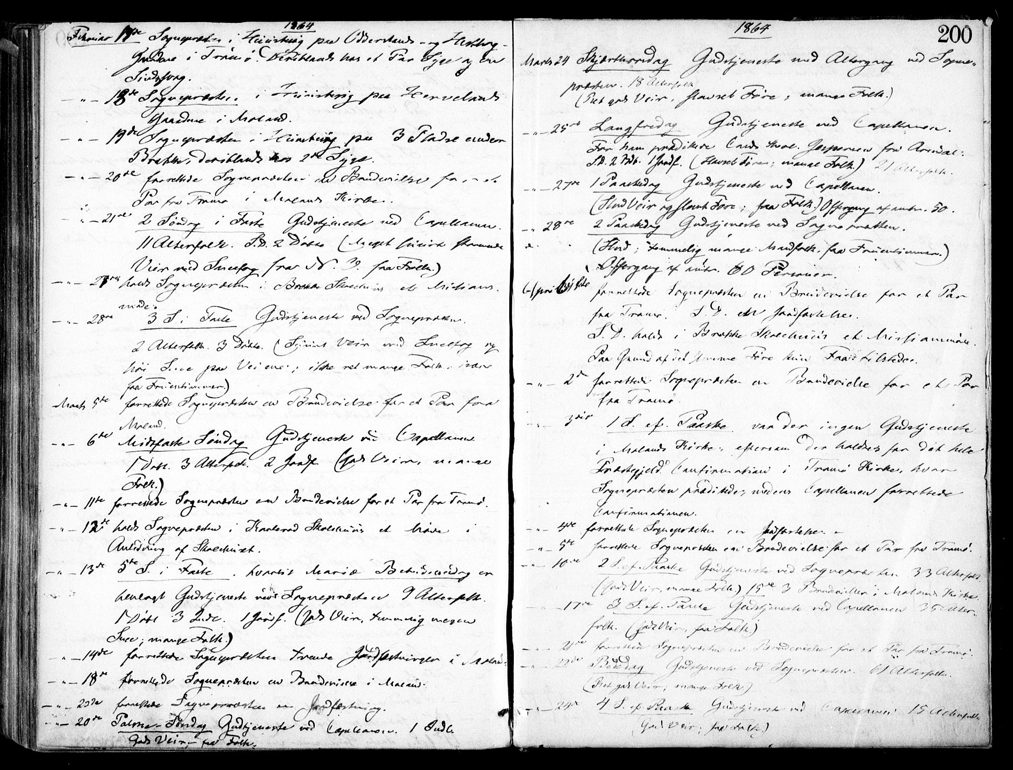 Austre Moland sokneprestkontor, AV/SAK-1111-0001/F/Fa/Faa/L0008: Parish register (official) no. A 8, 1858-1868, p. 200