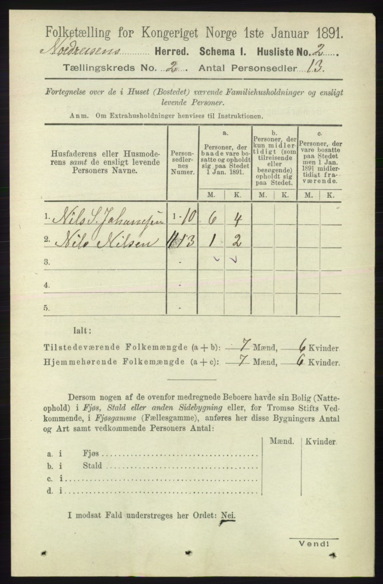 RA, 1891 census for 1942 Nordreisa, 1891, p. 703