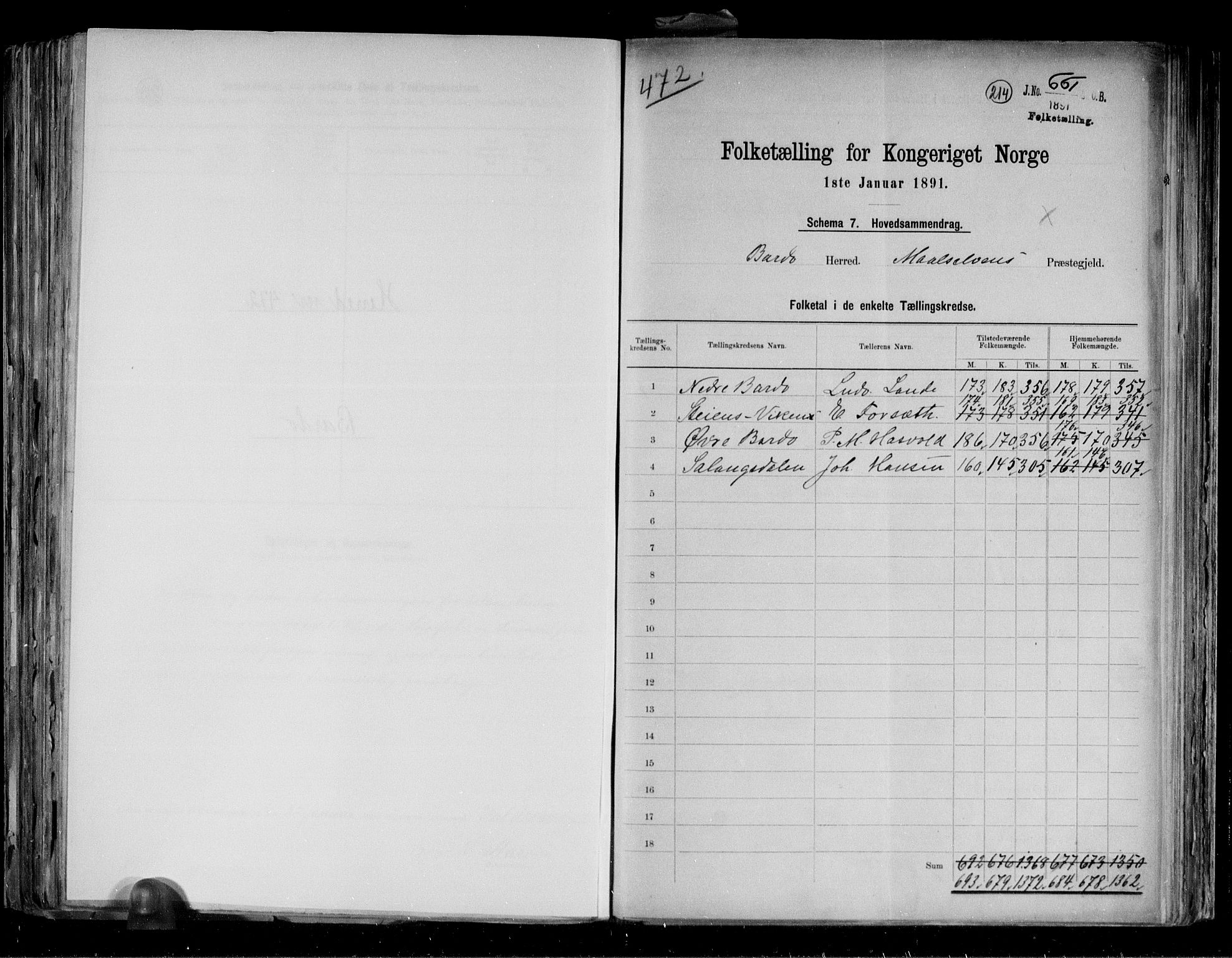 RA, 1891 census for 1922 Bardu, 1891, p. 2