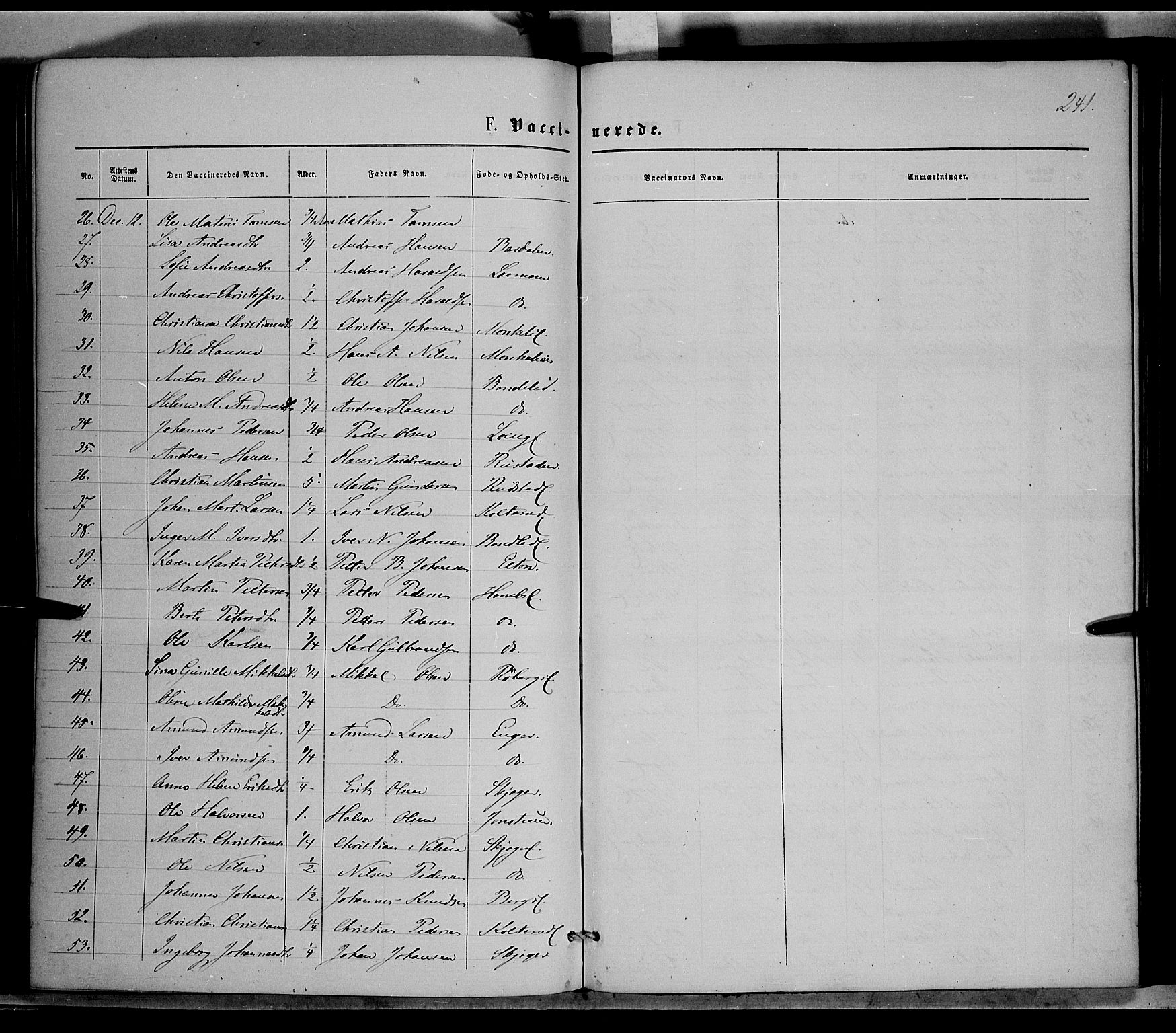 Nordre Land prestekontor, SAH/PREST-124/H/Ha/Haa/L0001: Parish register (official) no. 1, 1860-1871, p. 241