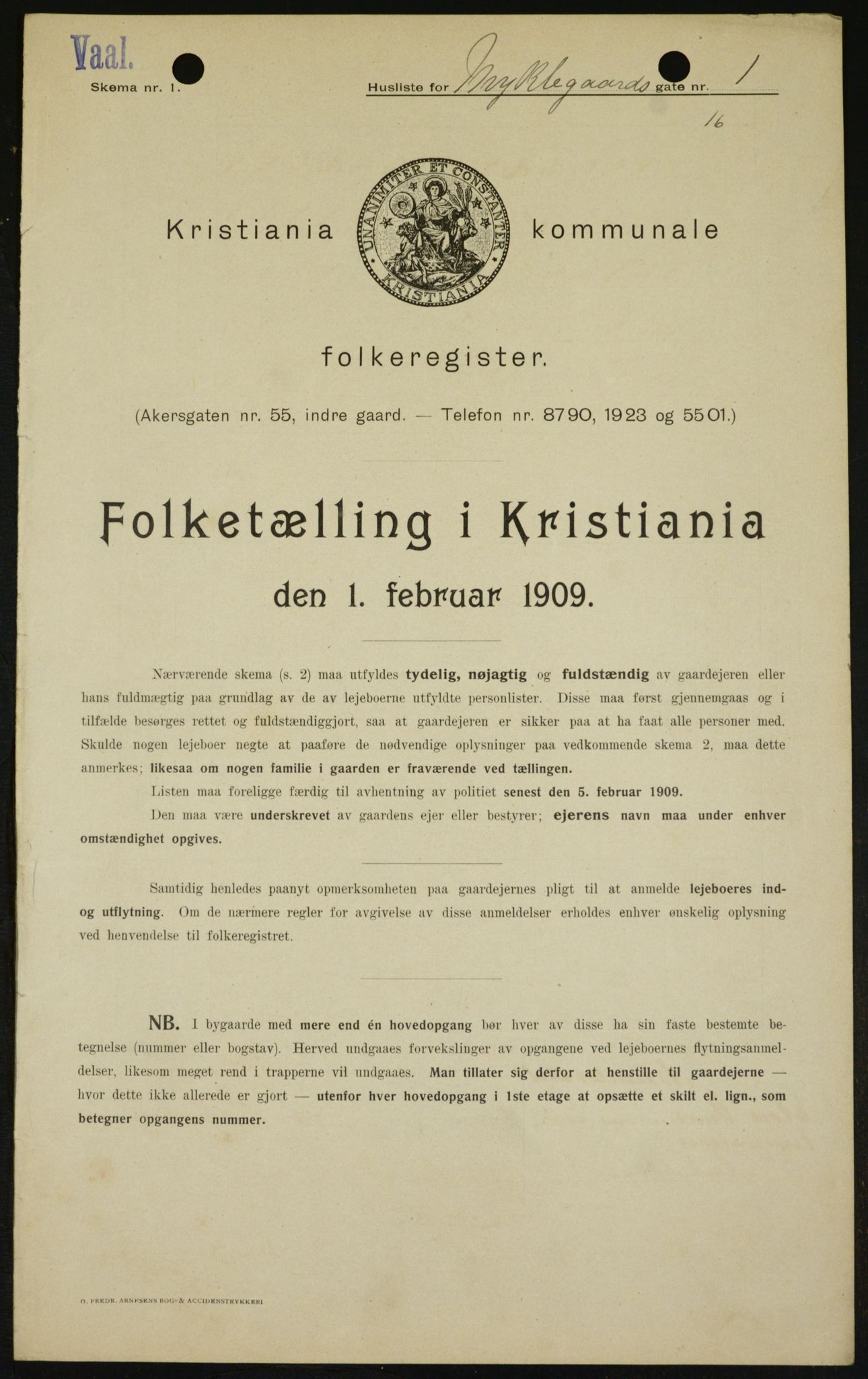 OBA, Municipal Census 1909 for Kristiania, 1909, p. 61686