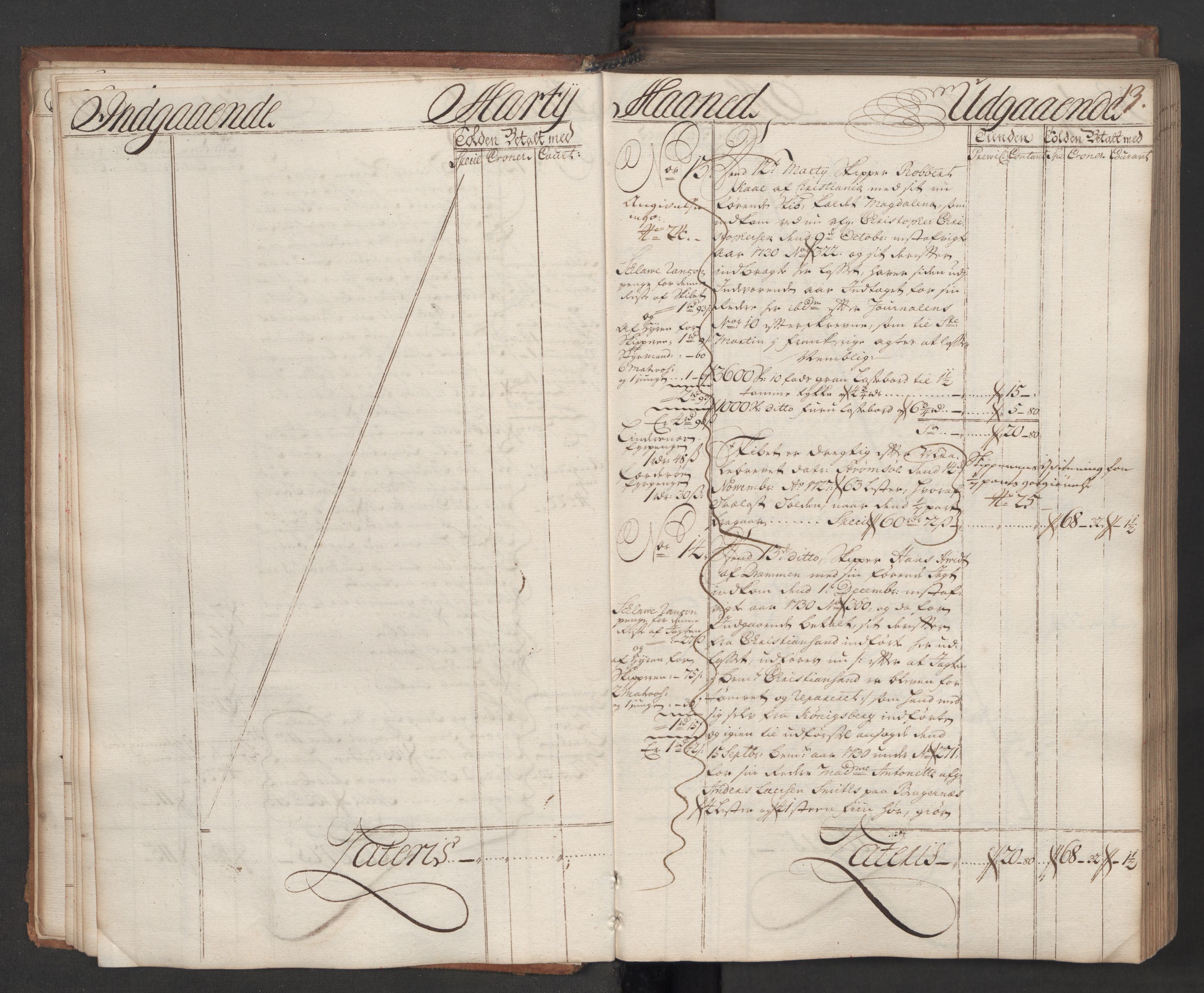 Generaltollkammeret, tollregnskaper, AV/RA-EA-5490/R08/L0009/0001: Tollregnskaper Drammen / Hovedtollbok, 1731, p. 12b-13a