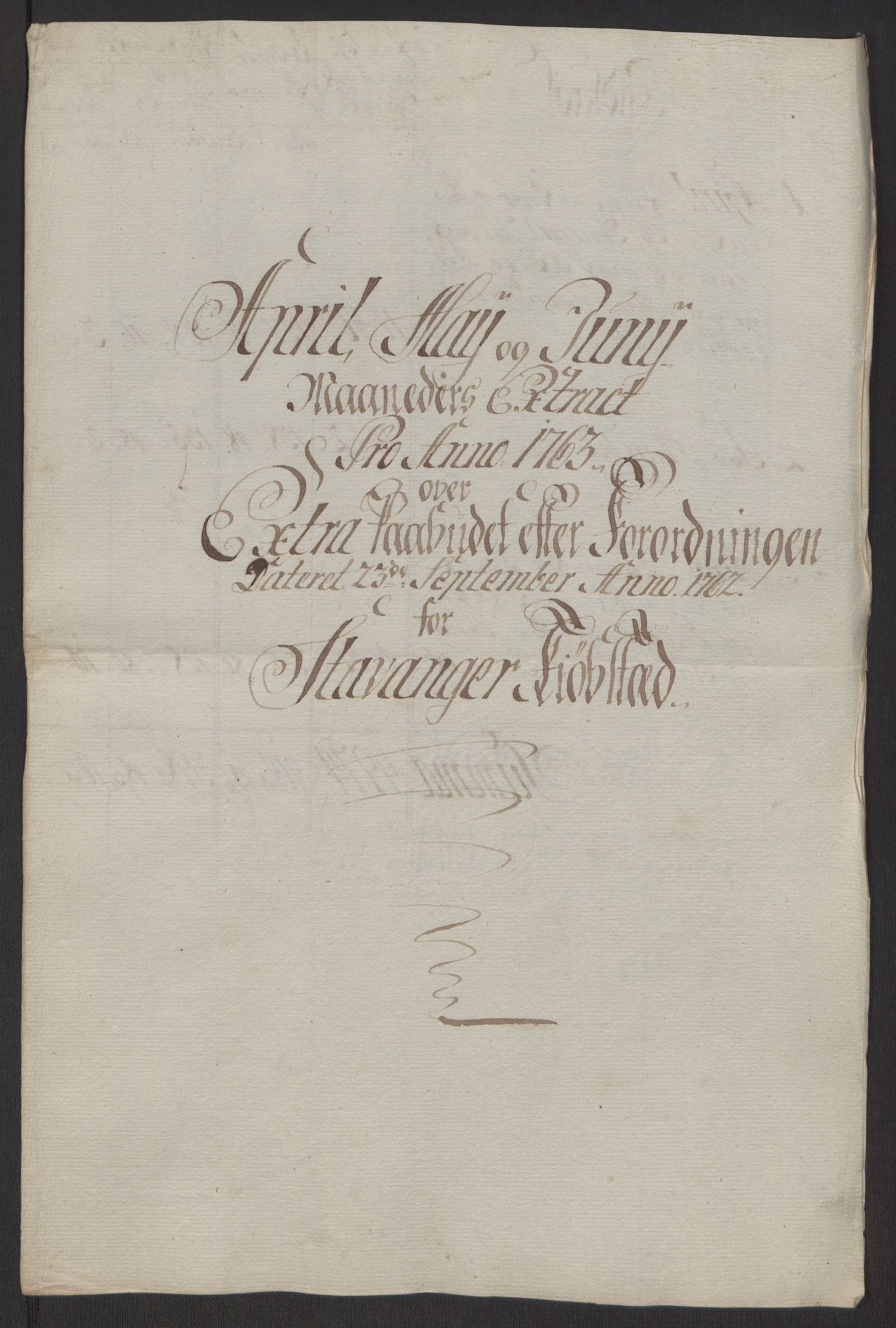 Rentekammeret inntil 1814, Reviderte regnskaper, Byregnskaper, AV/RA-EA-4066/R/Ro/L0305/0001: [O6] Kontribusjonsregnskap / Ekstraskatt, 1762-1768, p. 21