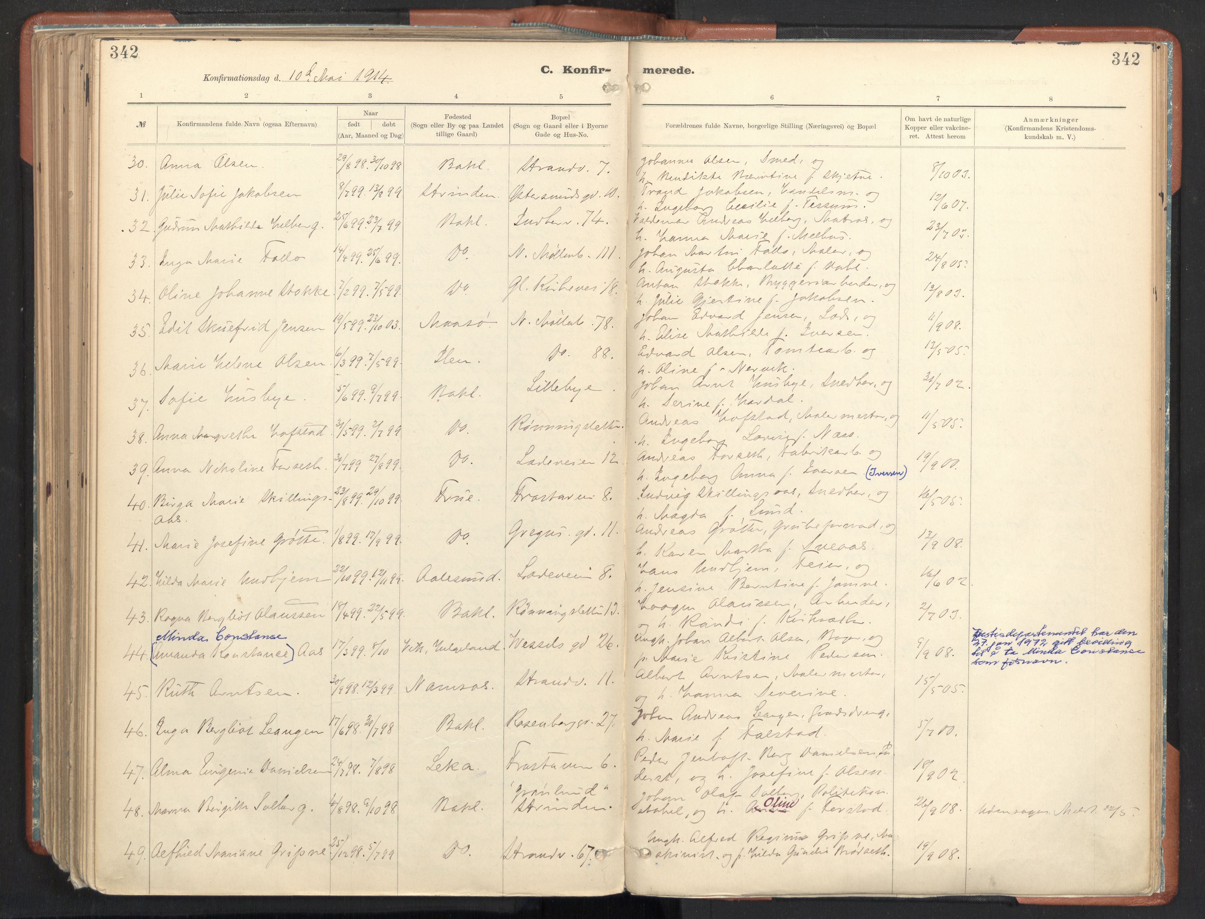 Ministerialprotokoller, klokkerbøker og fødselsregistre - Sør-Trøndelag, AV/SAT-A-1456/605/L0243: Parish register (official) no. 605A05, 1908-1923, p. 342