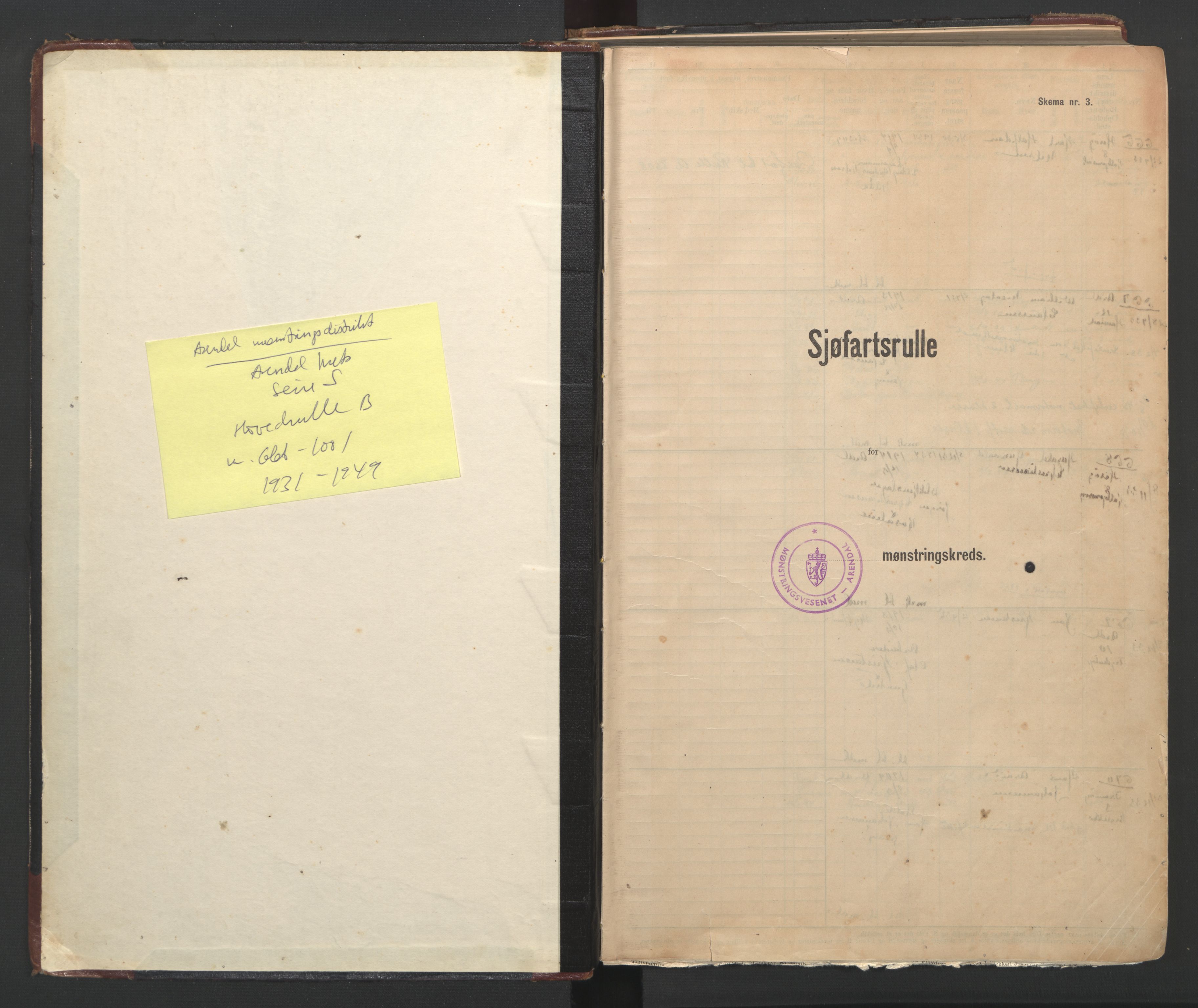 Arendal mønstringskrets, AV/SAK-2031-0012/F/Fb/L0025: Hovedrulle B nr 666-1001, S-23, 1931-1949, p. 2