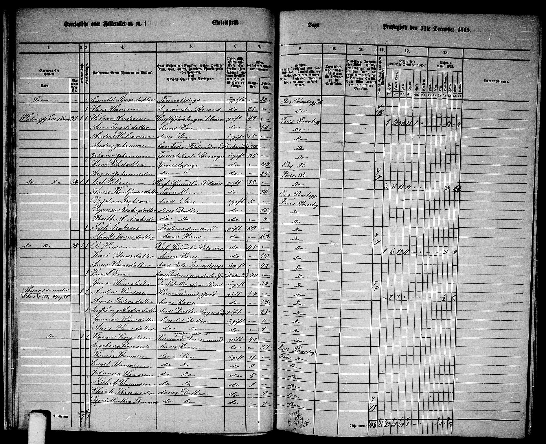 RA, 1865 census for Fusa, 1865, p. 21