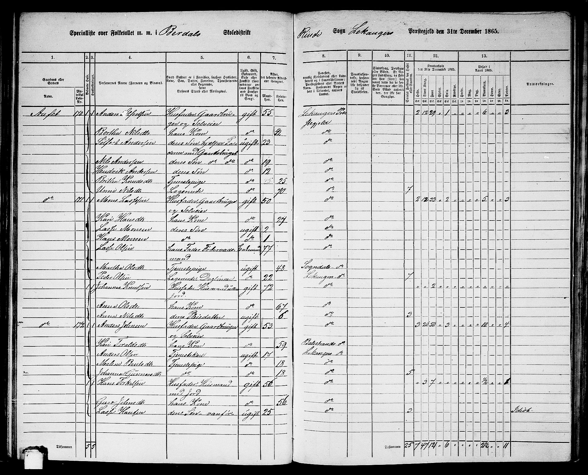 RA, 1865 census for Leikanger, 1865, p. 66