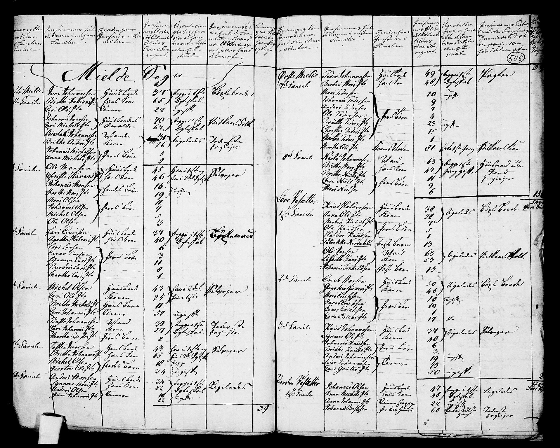 RA, 1801 census for 1250P Haus, 1801, p. 504b-505a