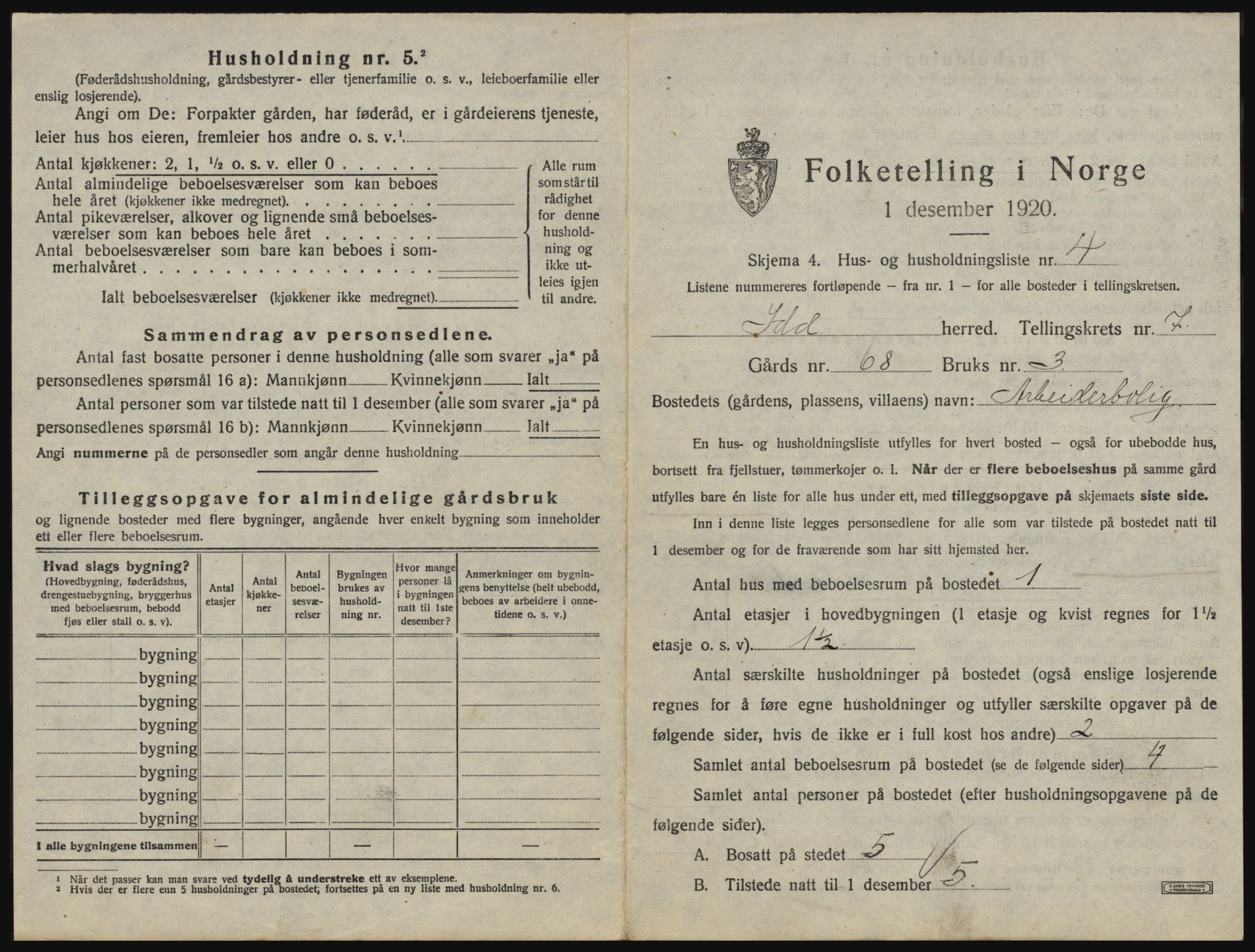 SAO, 1920 census for Idd, 1920, p. 1036