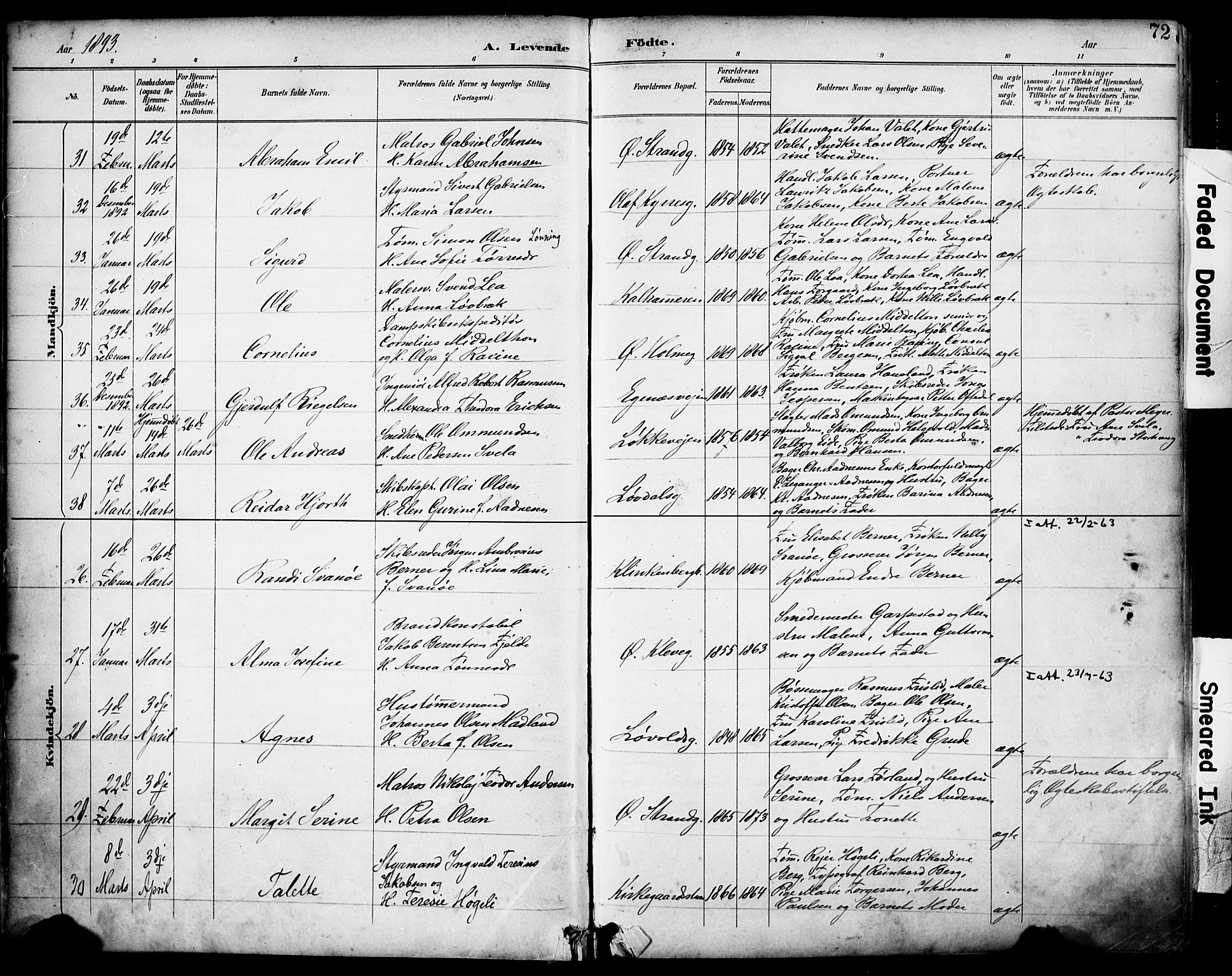 Domkirken sokneprestkontor, AV/SAST-A-101812/001/30/30BA/L0030: Parish register (official) no. A 29, 1889-1902, p. 72