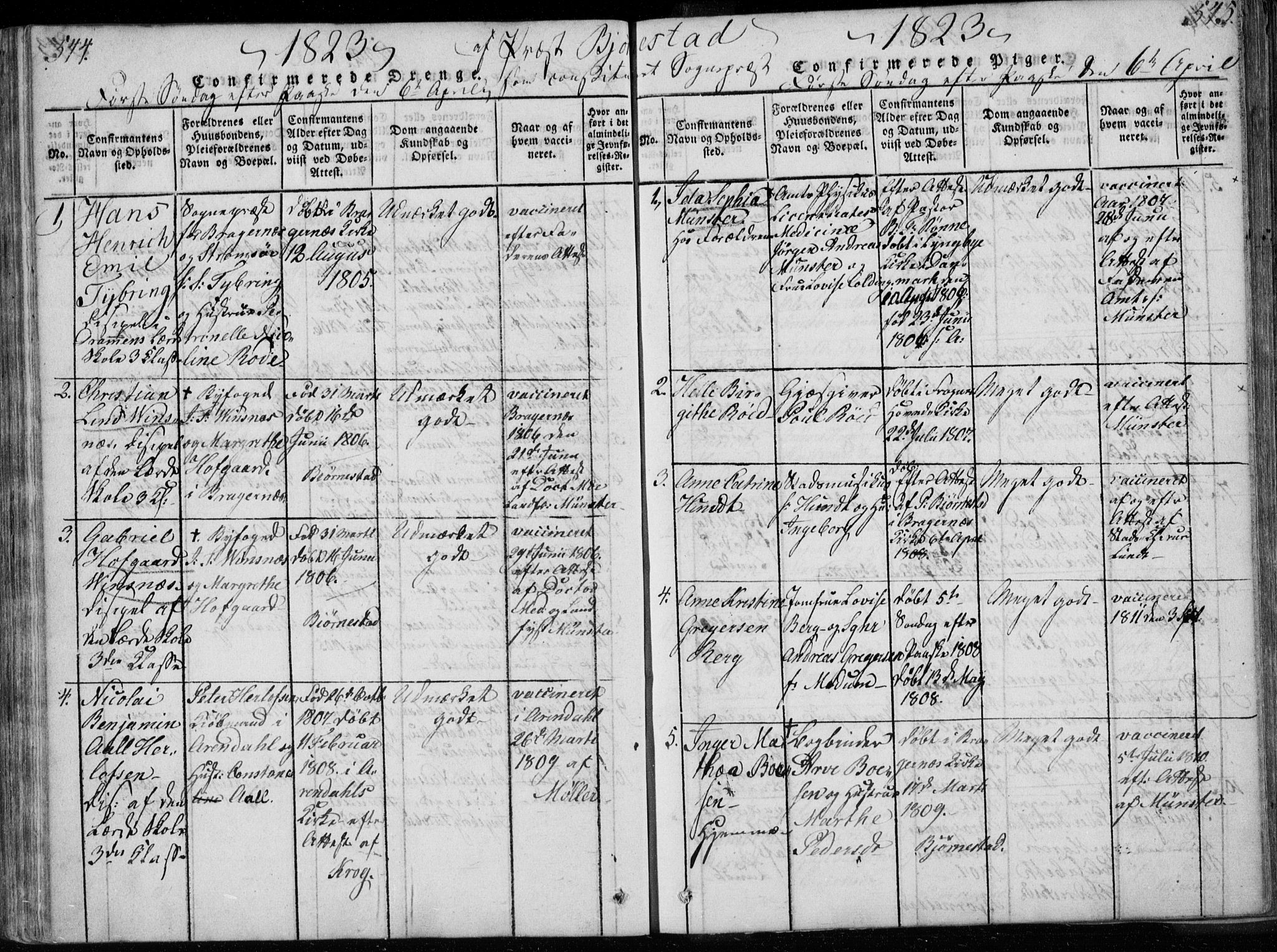 Bragernes kirkebøker, AV/SAKO-A-6/F/Fa/L0007: Parish register (official) no. I 7, 1815-1829, p. 544-545