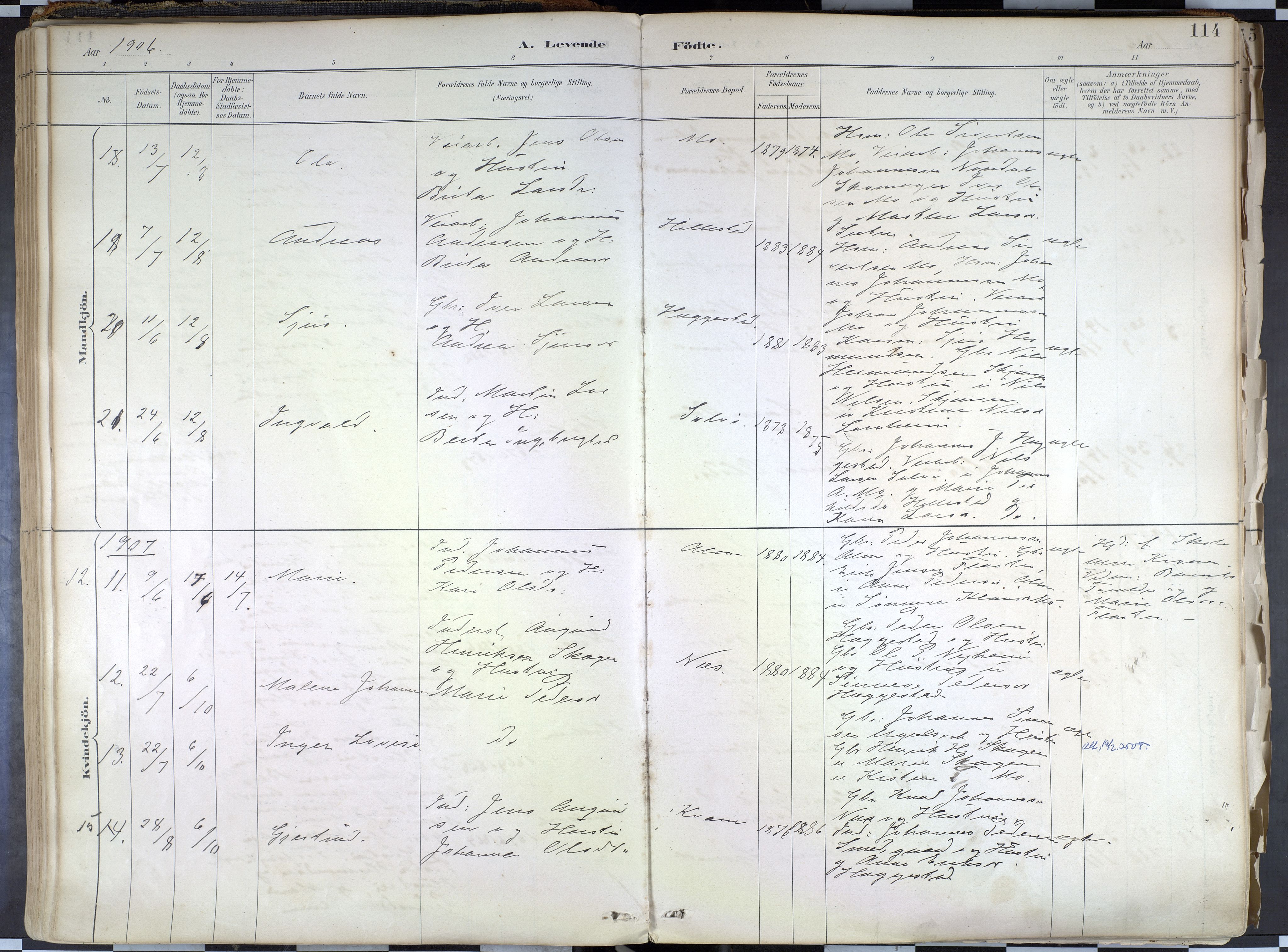 Hafslo sokneprestembete, SAB/A-80301/H/Haa/Haab/L0001: Parish register (official) no. B 1, 1886-1945, p. 114