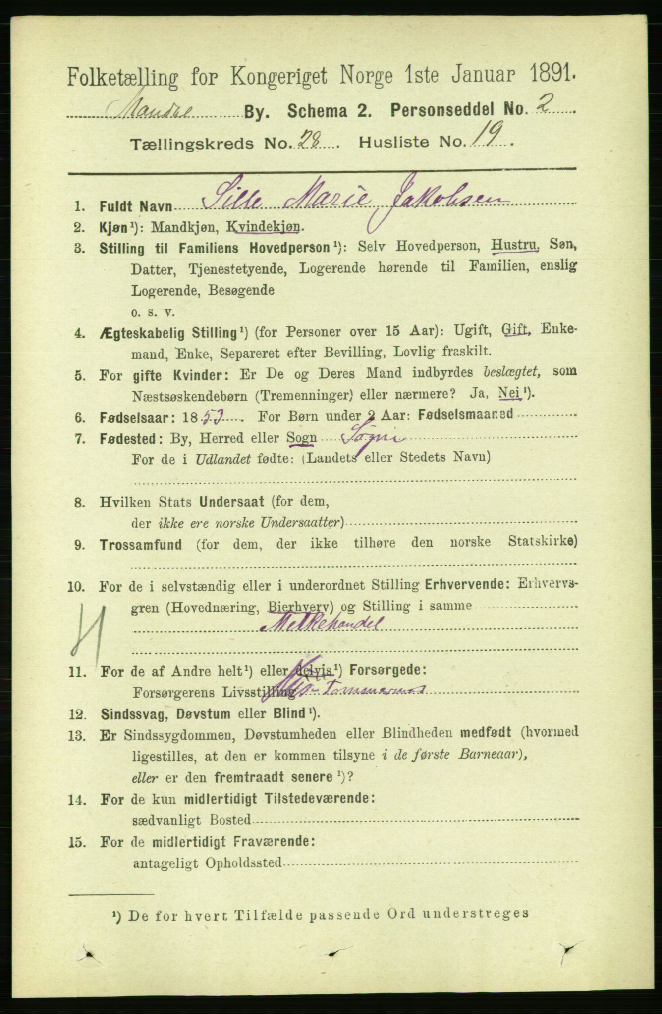 RA, 1891 census for 1002 Mandal, 1891, p. 5100