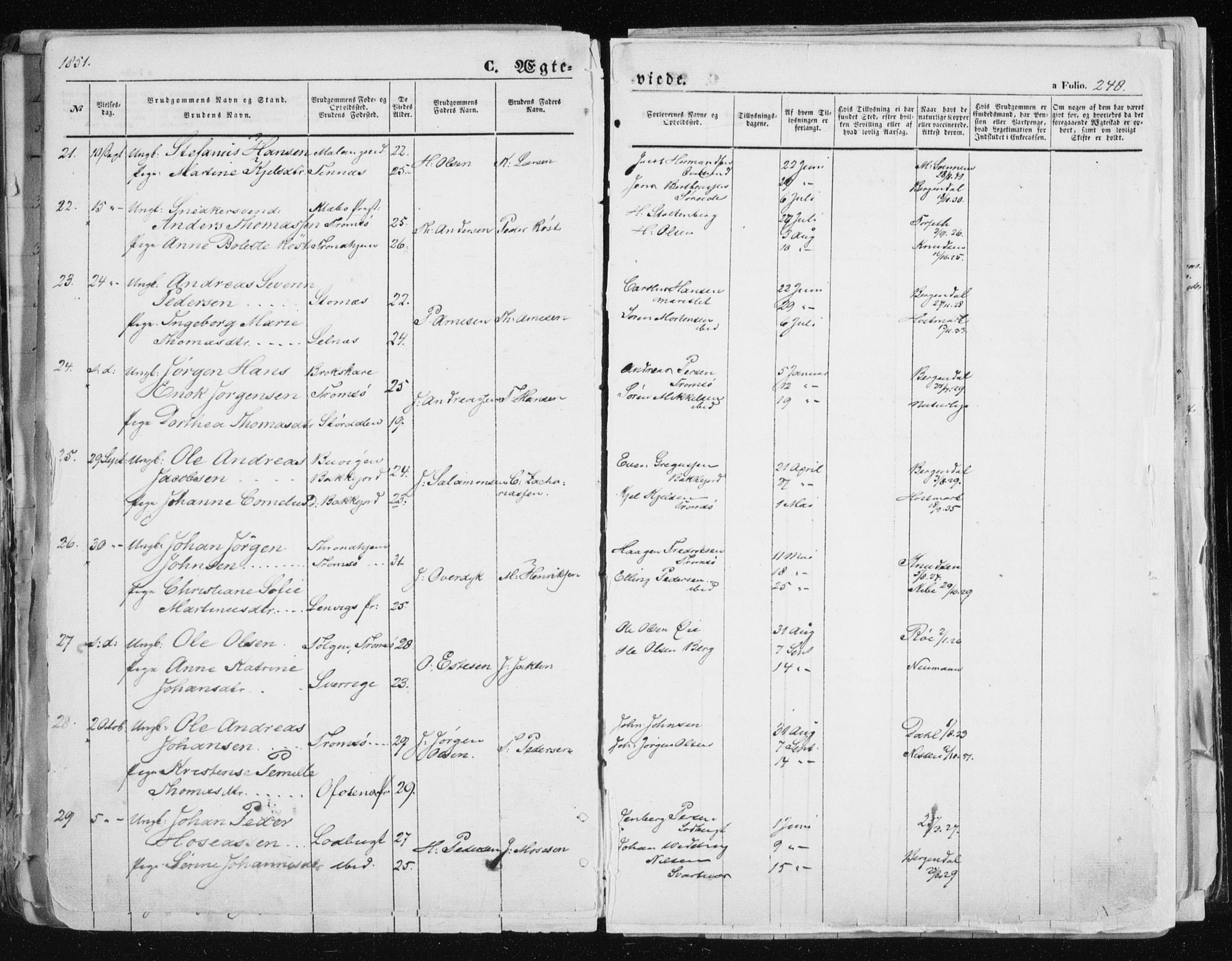 Tromsø sokneprestkontor/stiftsprosti/domprosti, SATØ/S-1343/G/Ga/L0010kirke: Parish register (official) no. 10, 1848-1855, p. 248