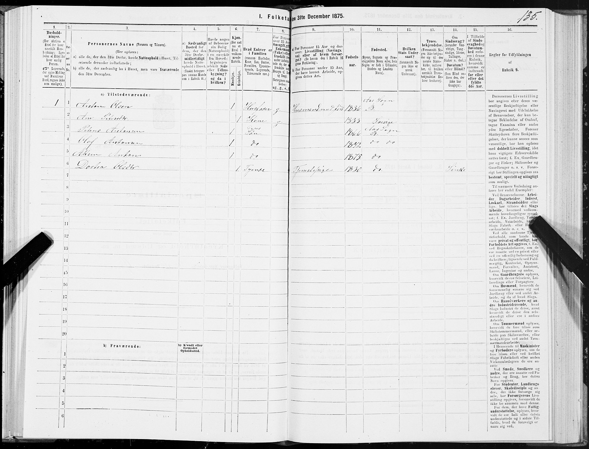 SAT, 1875 census for 1727P Beitstad, 1875, p. 6135