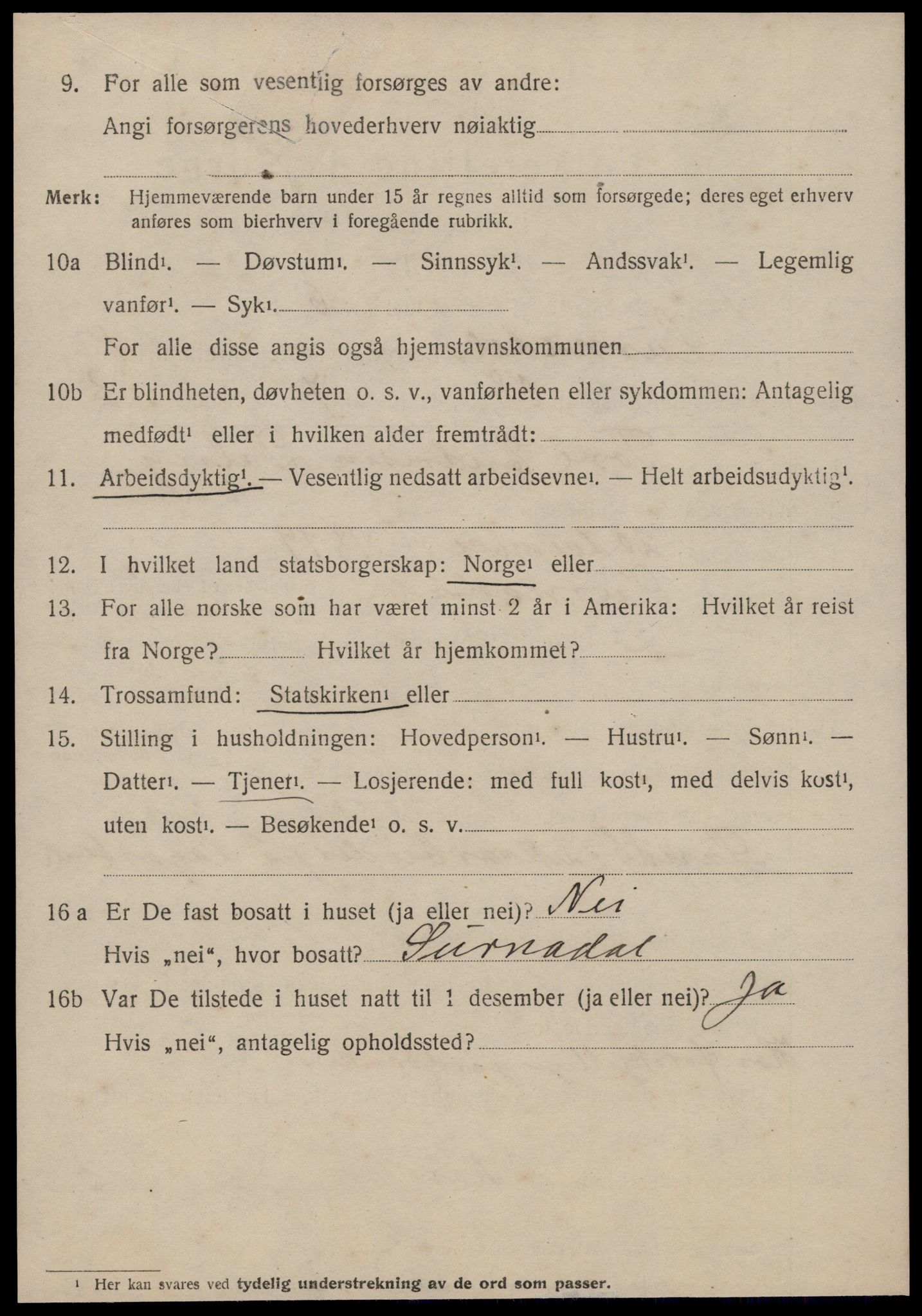 SAT, 1920 census for Surnadal, 1920, p. 1742