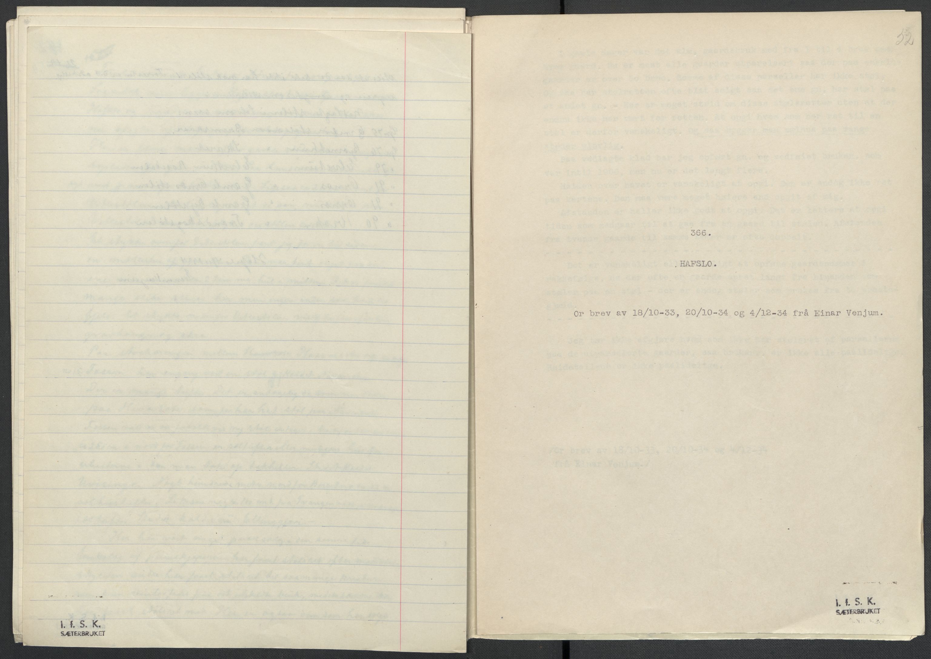 Instituttet for sammenlignende kulturforskning, AV/RA-PA-0424/F/Fc/L0011/0001: Eske B11: / Sogn og Fjordane (perm XXVIII), 1934-1935, p. 52