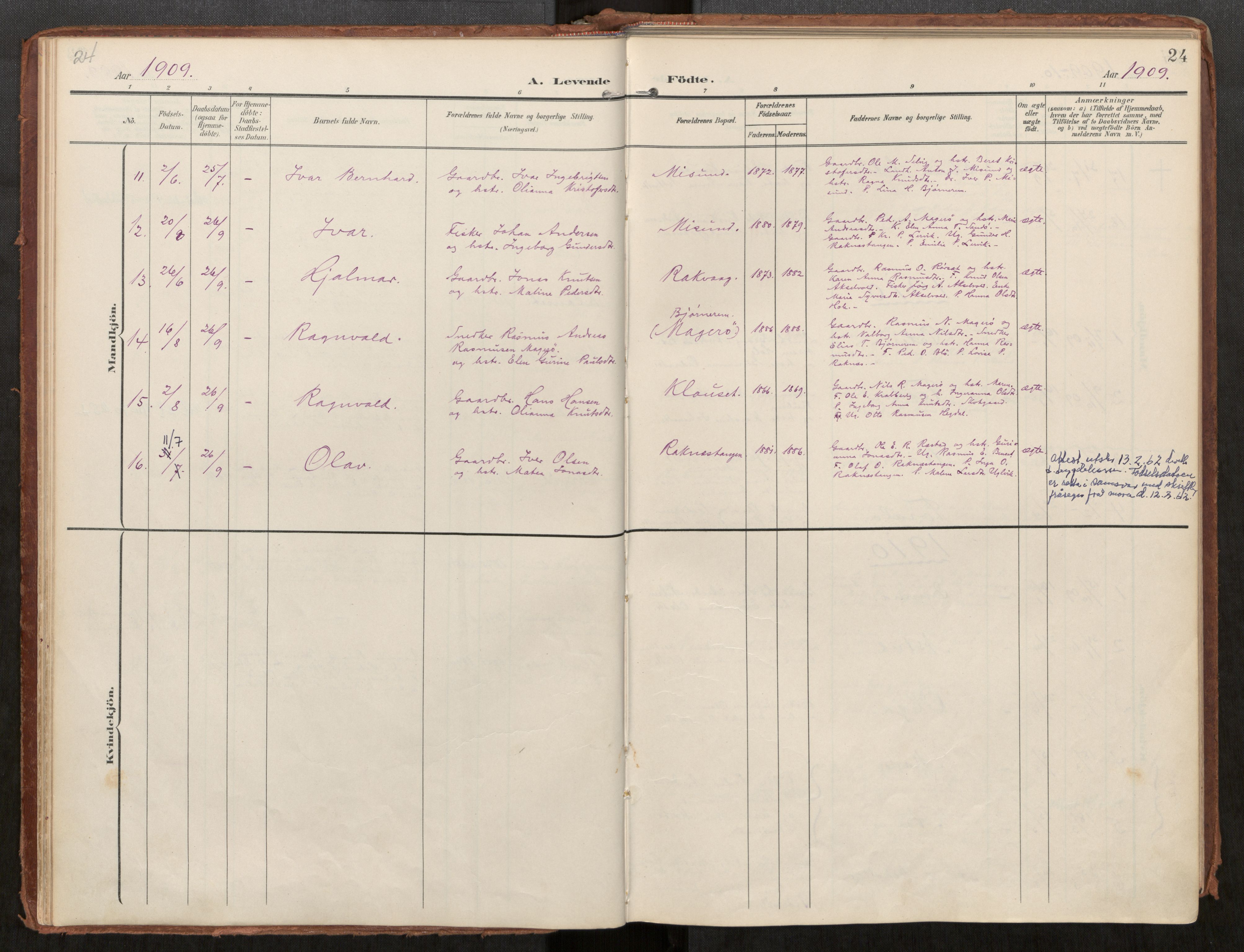 Ministerialprotokoller, klokkerbøker og fødselsregistre - Møre og Romsdal, AV/SAT-A-1454/563/L0740: Parish register (official) no. 563A02, 1903-1923, p. 24