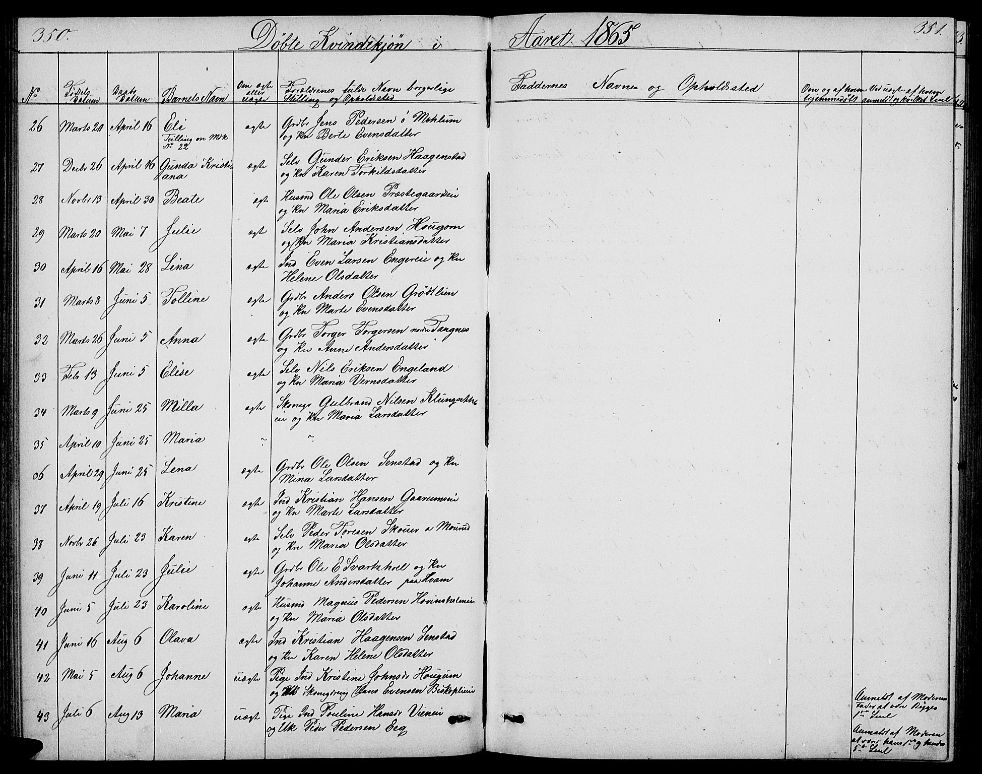 Nes prestekontor, Hedmark, AV/SAH-PREST-020/L/La/L0005: Parish register (copy) no. 5, 1852-1889, p. 350-351