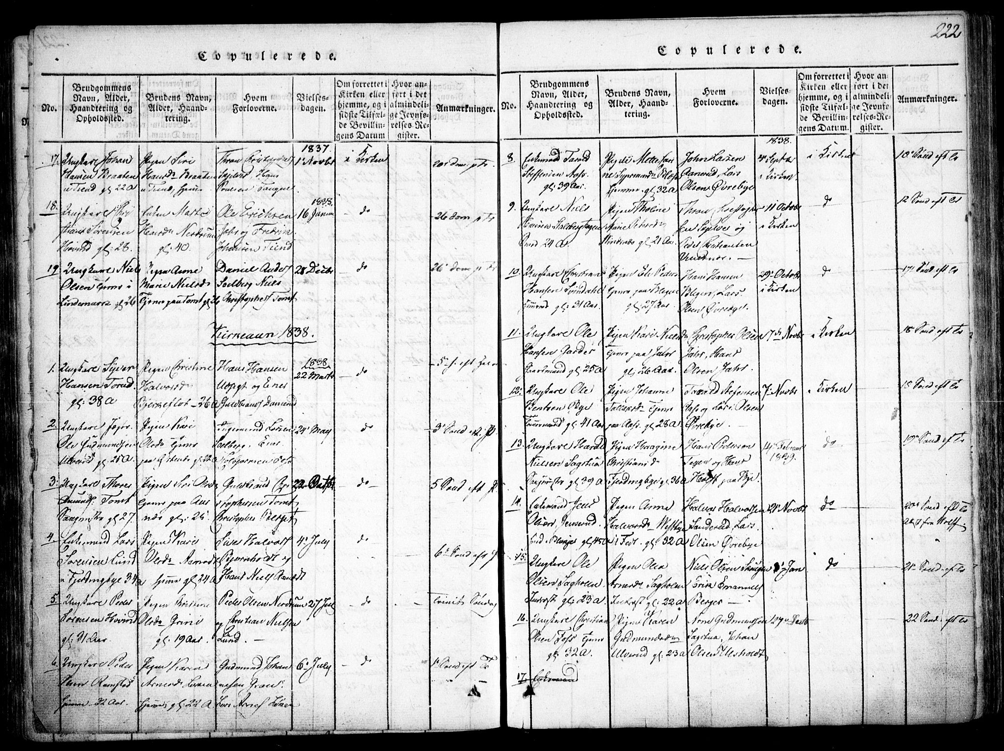 Fet prestekontor Kirkebøker, AV/SAO-A-10370a/F/Fa/L0008: Parish register (official) no. I 8, 1815-1842, p. 222