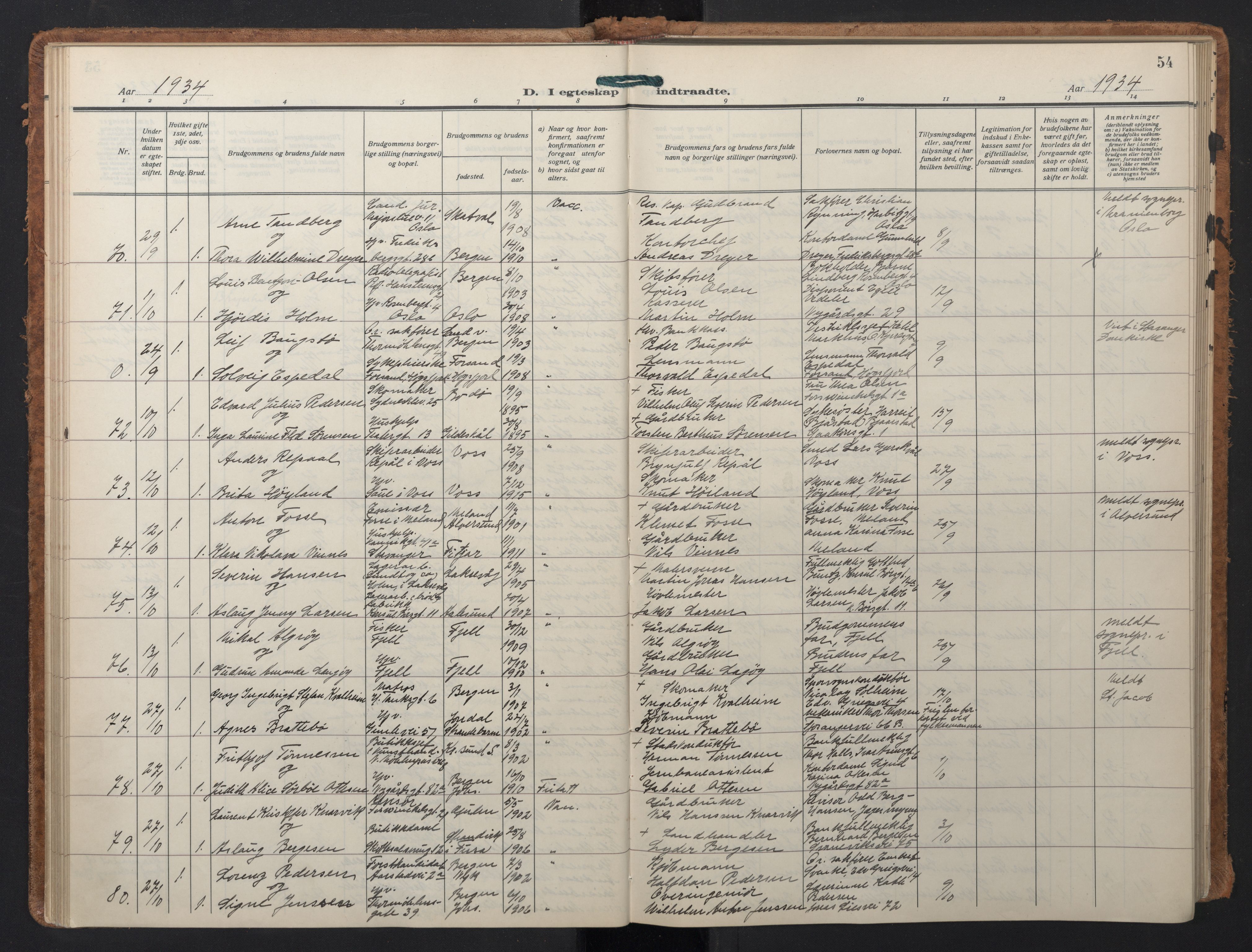 Johanneskirken sokneprestembete, AV/SAB-A-76001/H/Hab: Parish register (copy) no. C 3, 1929-1949, p. 53b-54a