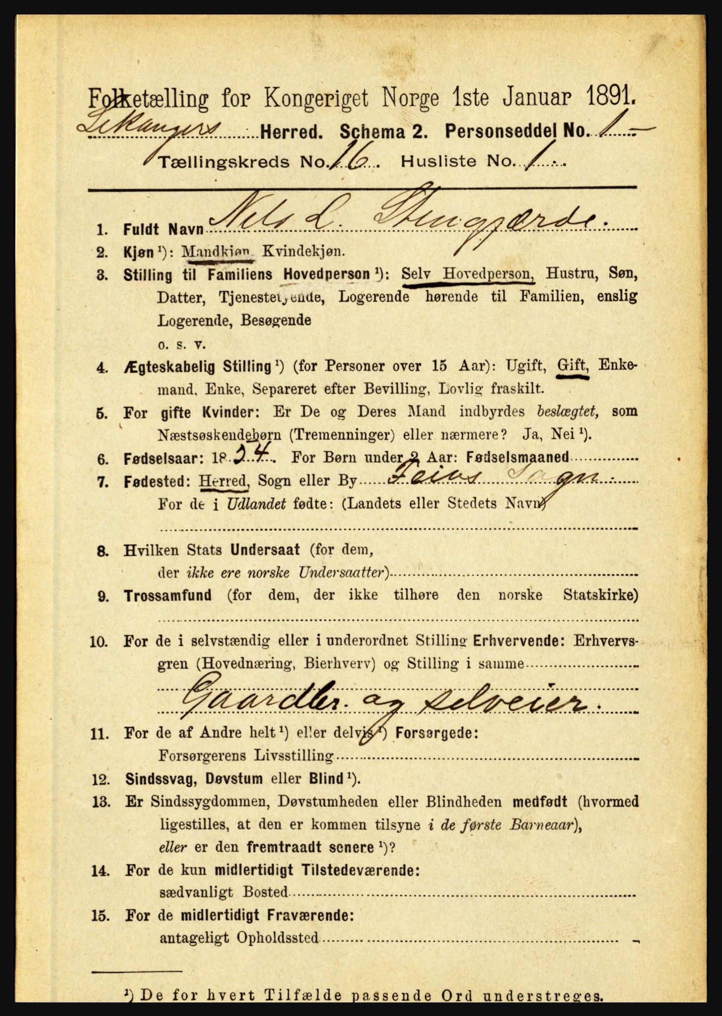 RA, 1891 census for 1419 Leikanger, 1891, p. 2984